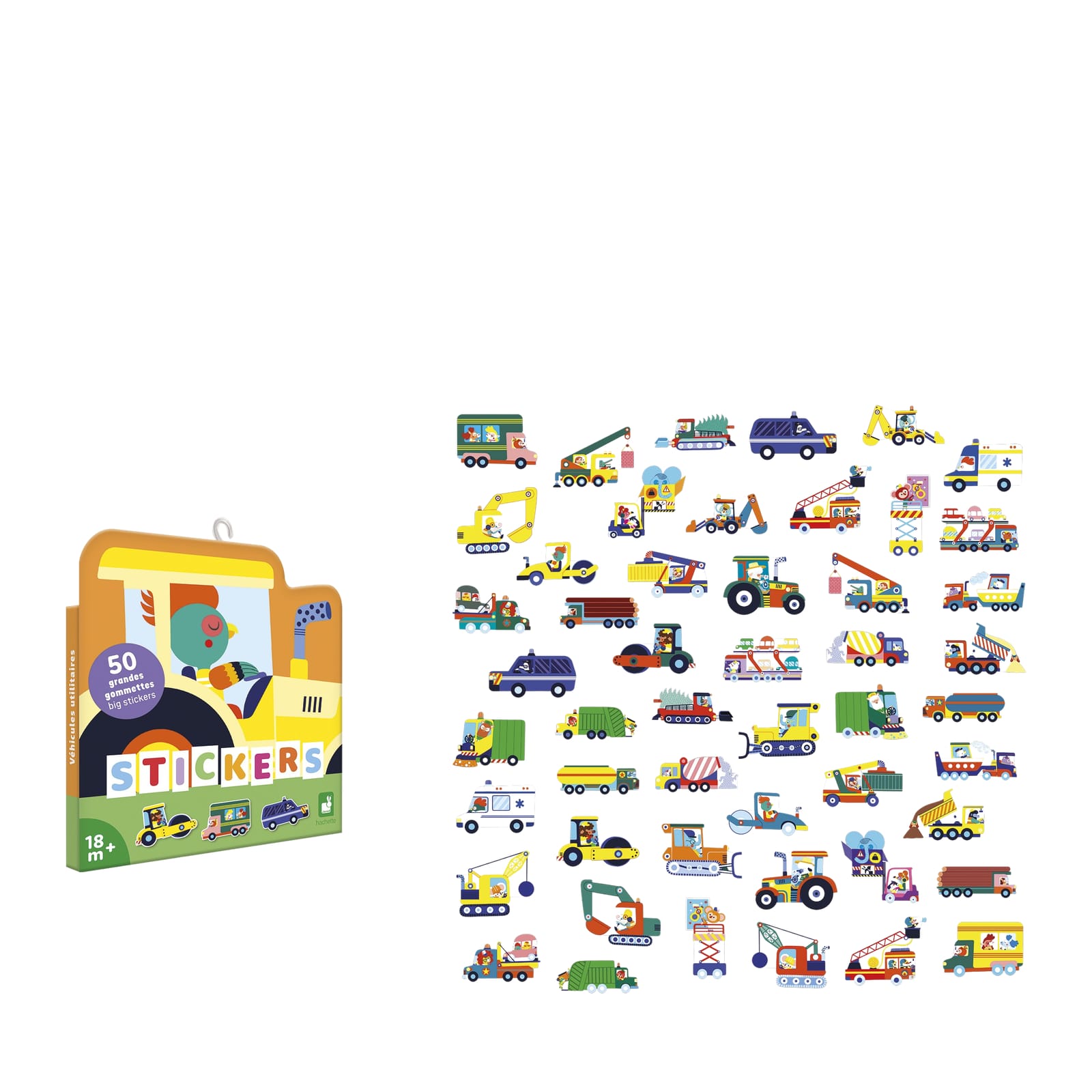 50 Big Stickers - Fun Vehicles