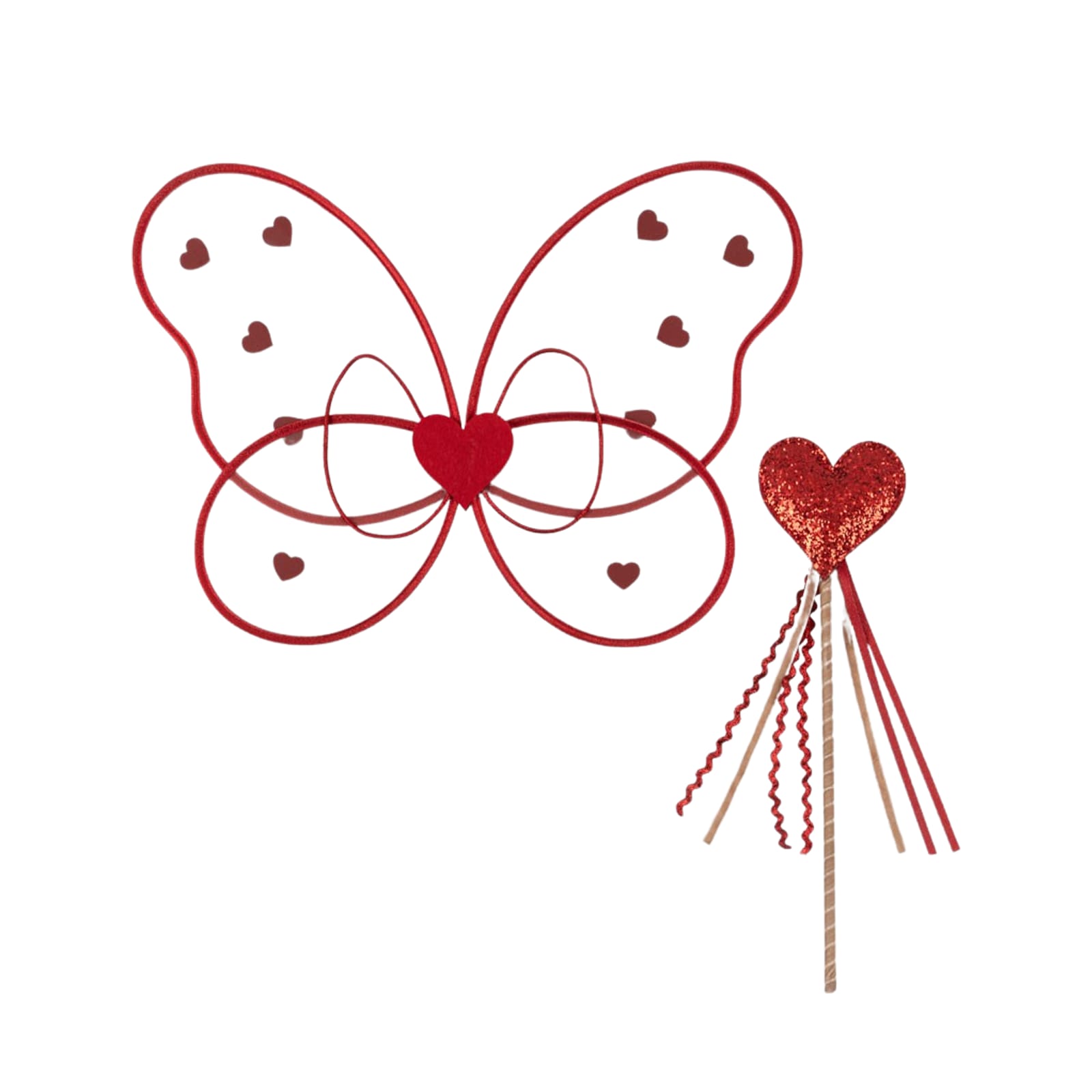 Fairy Wings and Wand Costume - Red Heart