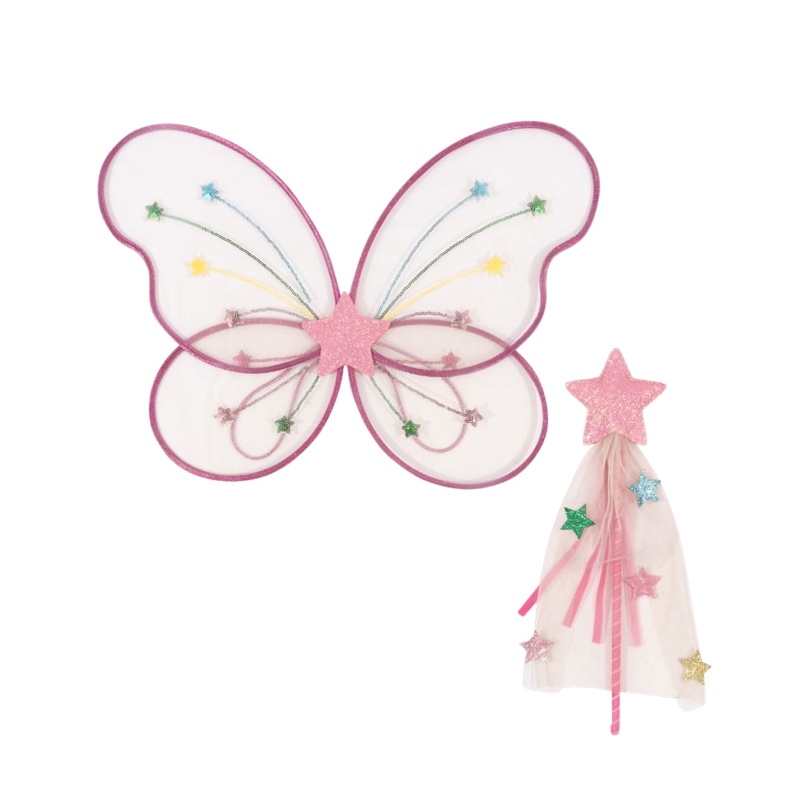 Fairy Wings and Wand Costume - Pink Rainbow