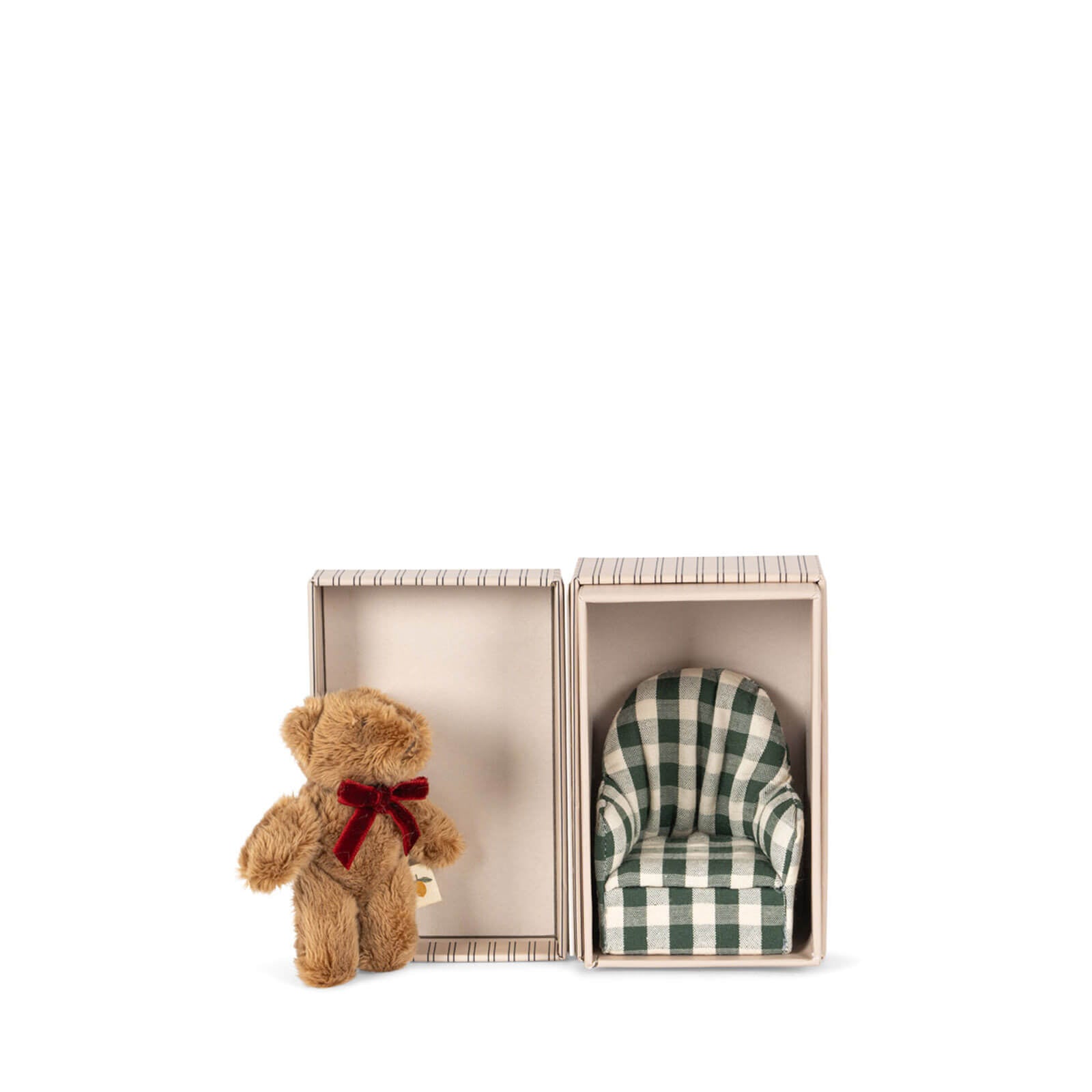 Tiny Teddy In Box - Kalle Green Check