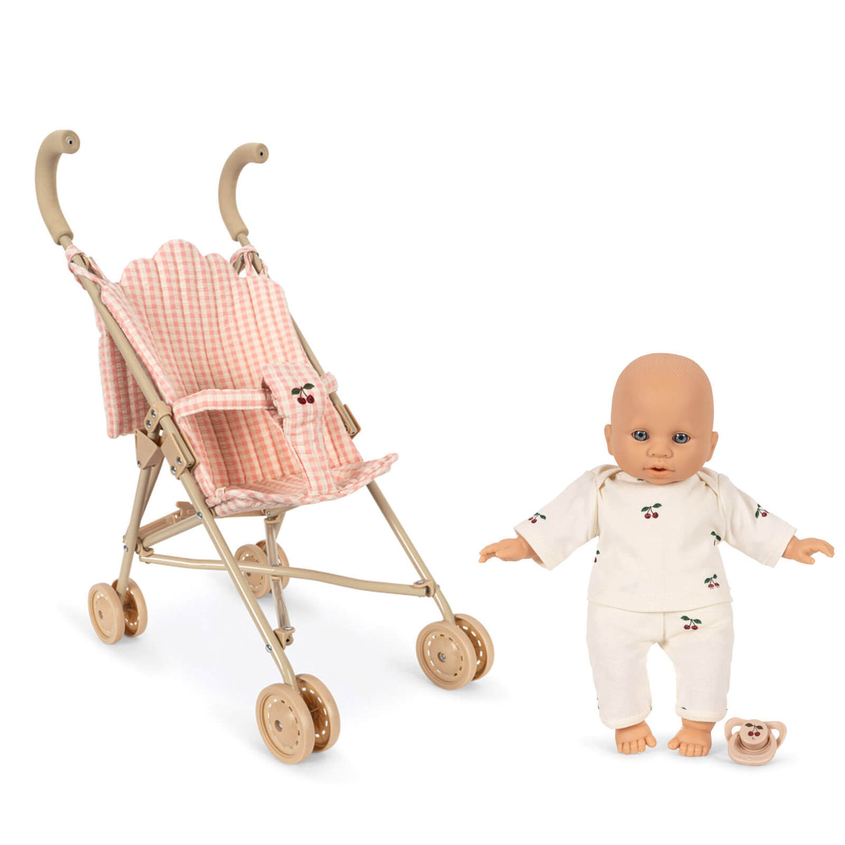 Doll Stroller Set - Poppy Pink Check