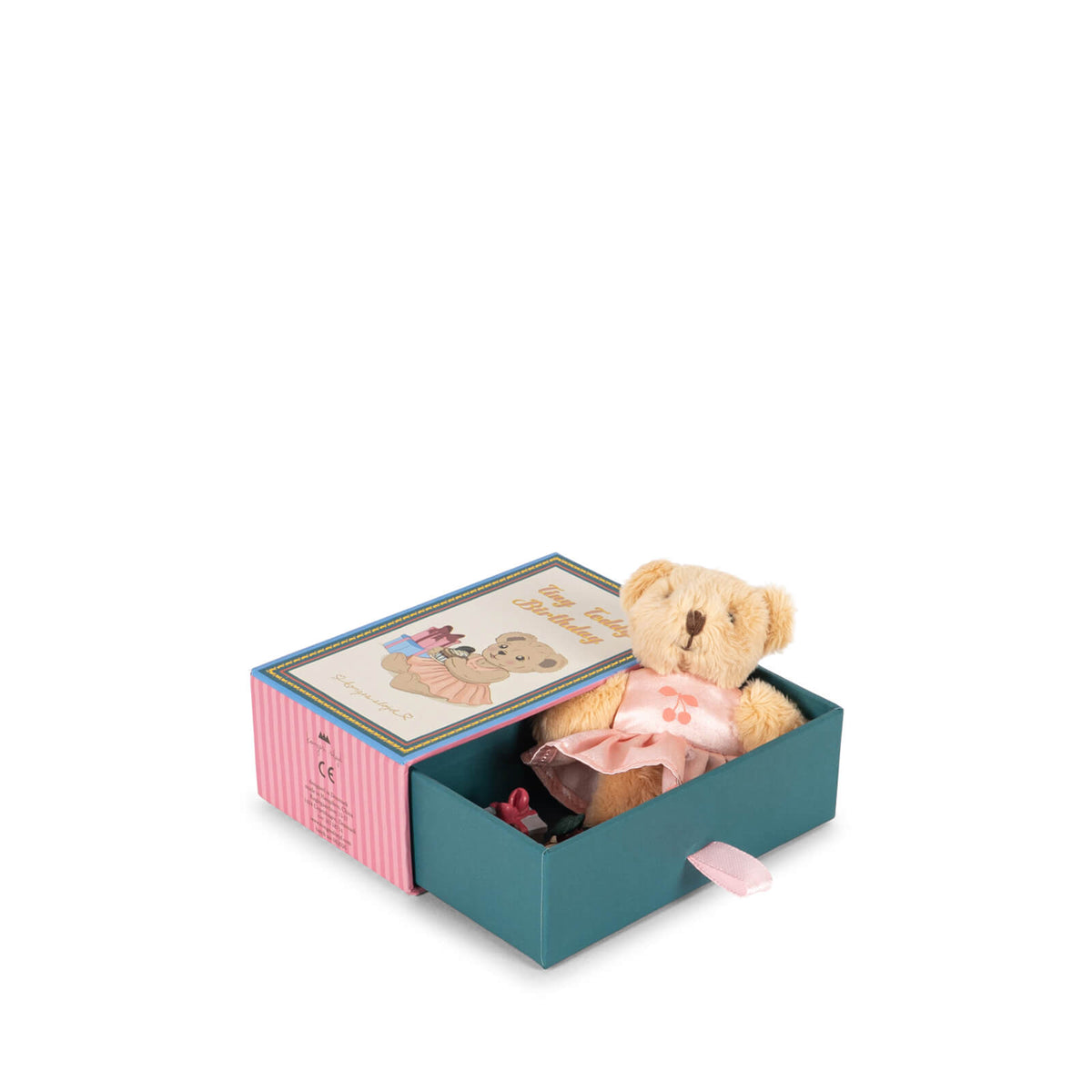 Tiny Teddy In Box - Birthday Cherry