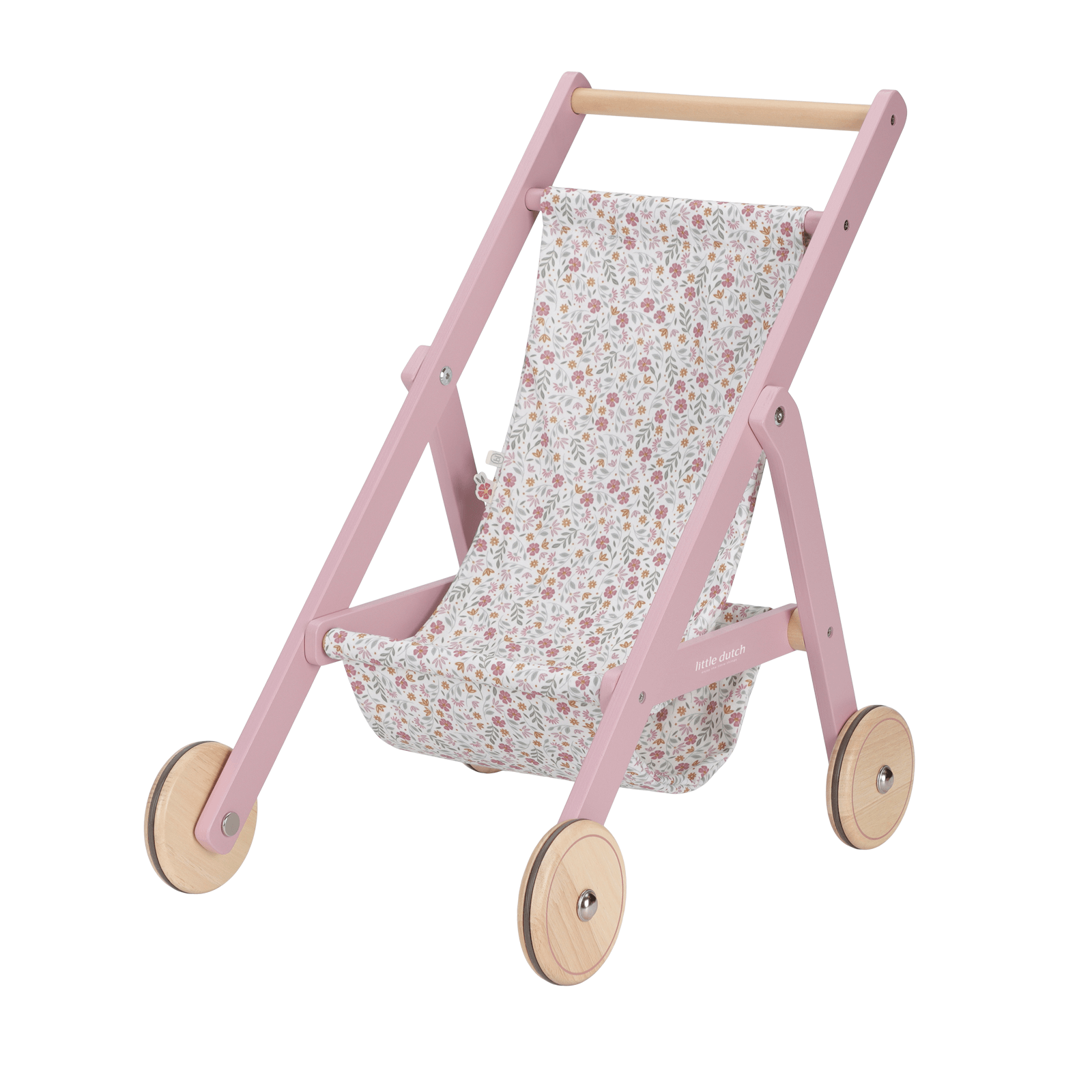Wooden Doll Stroller Flowers and Butterflies