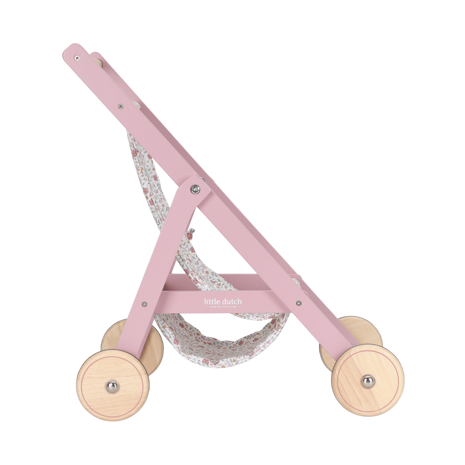 Wooden Doll Stroller Flowers and Butterflies