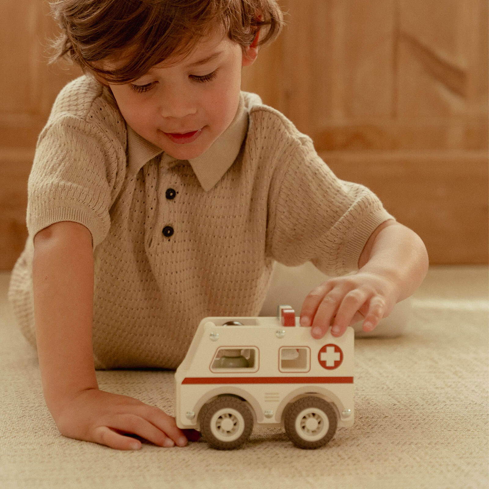 Wooden Ambulance and Peg Doll