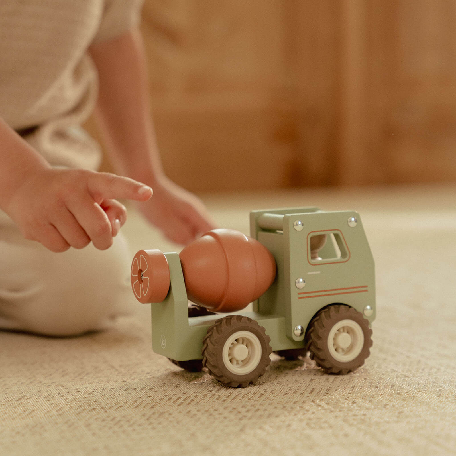 Wooden Cement Truck and Peg Doll