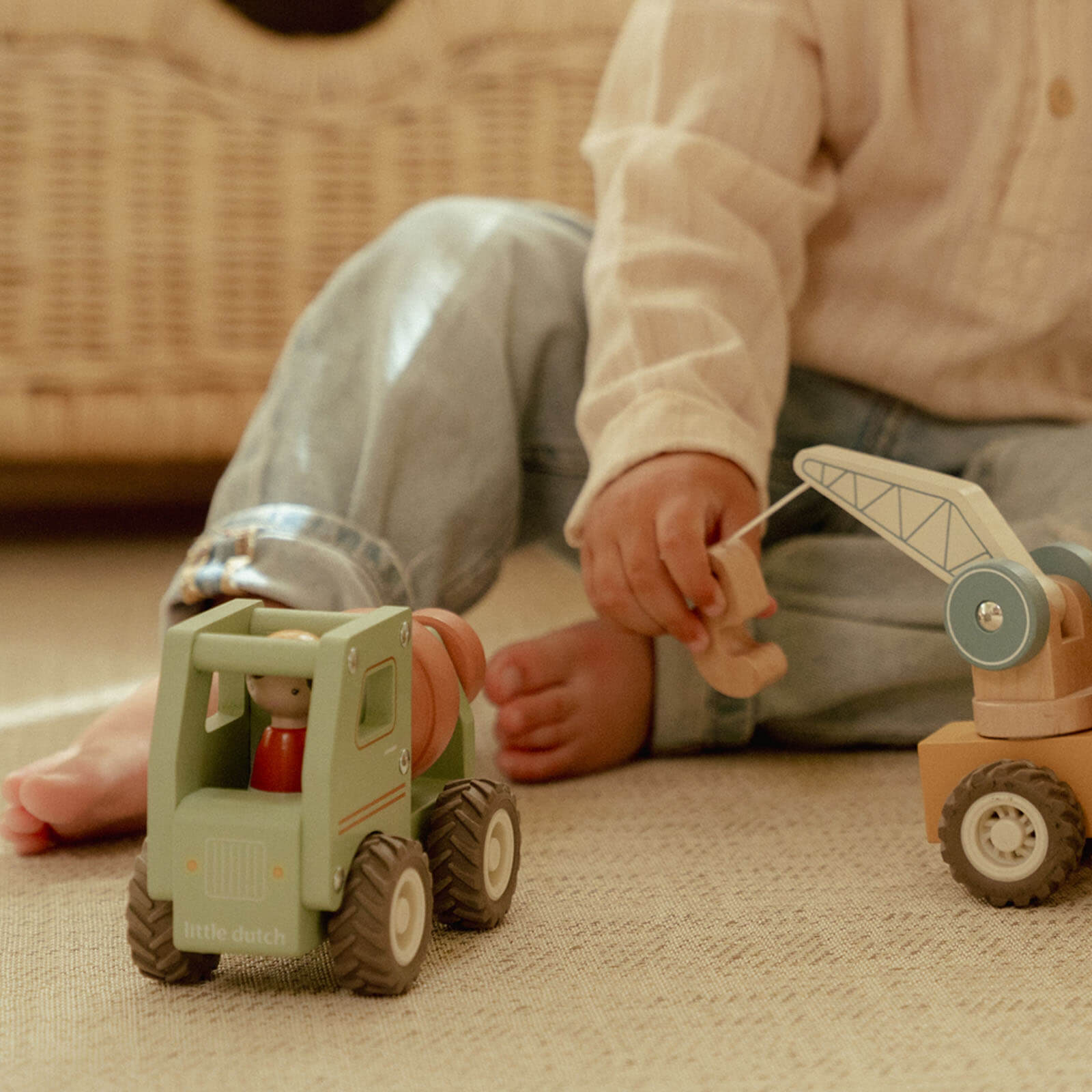 Wooden Cement Truck and Peg Doll