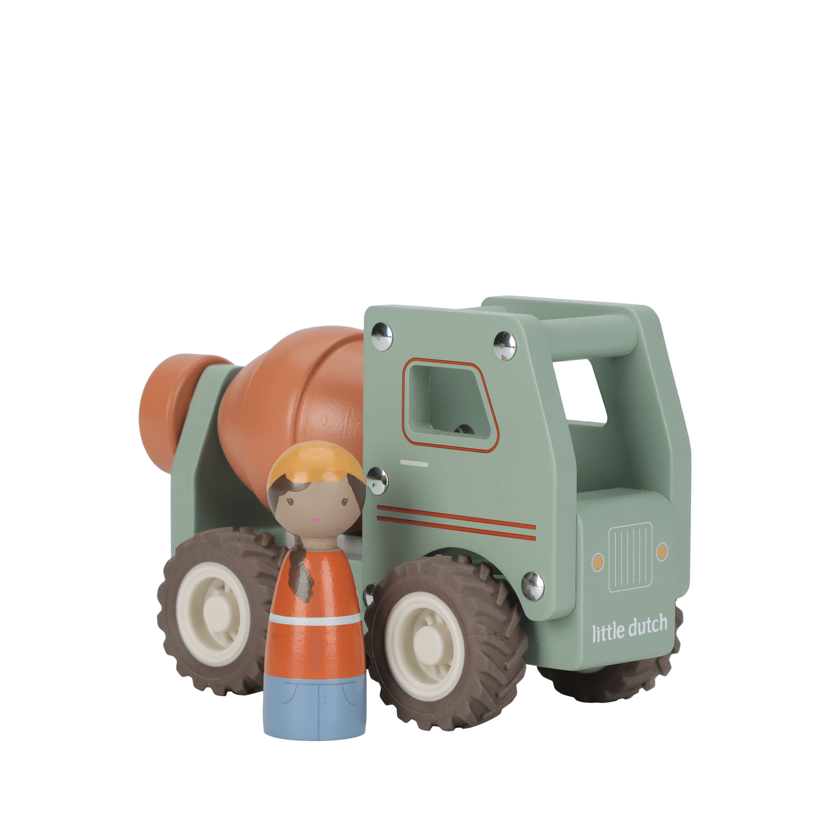 Wooden Cement Truck and Peg Doll