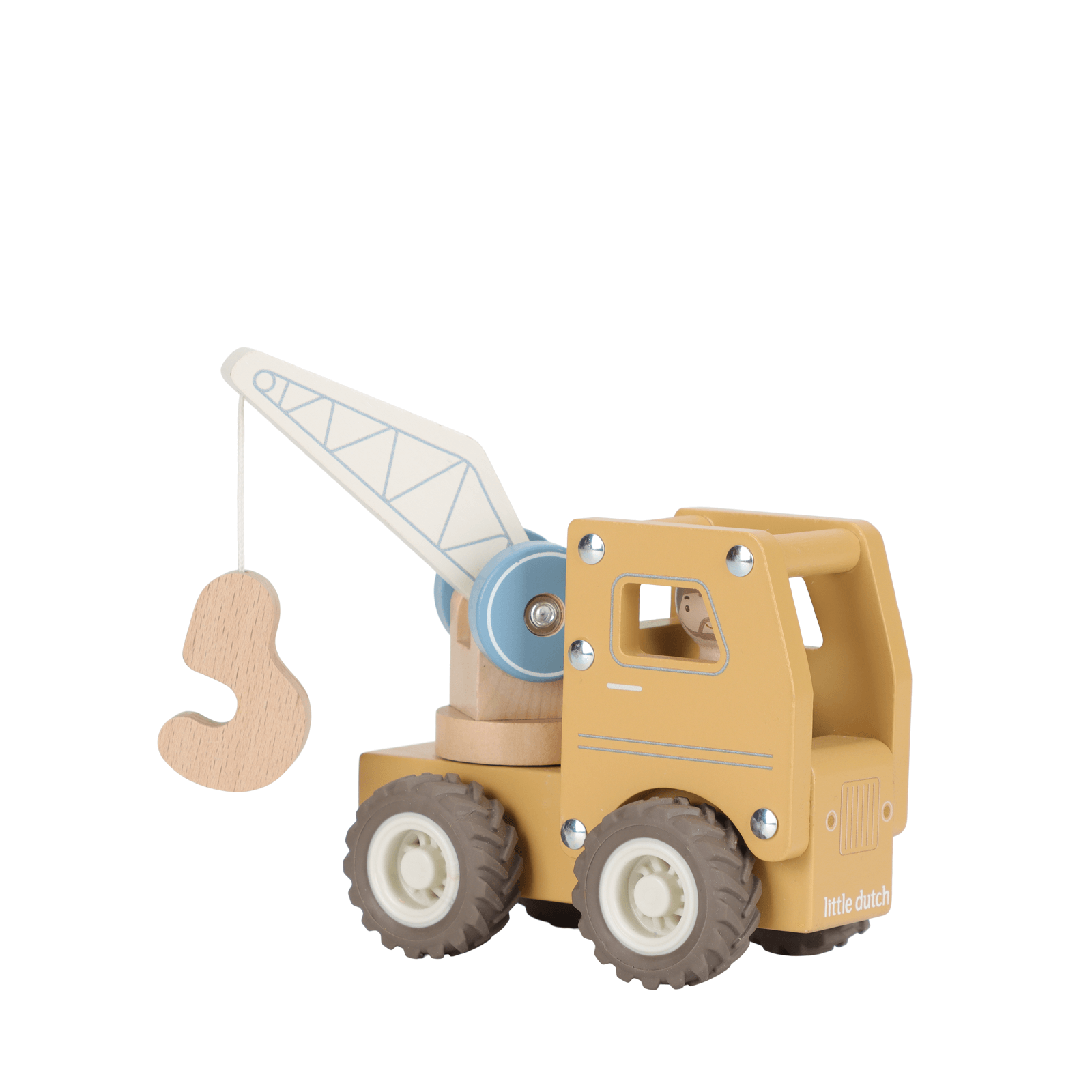 Wooden Crane Truck and Peg Doll