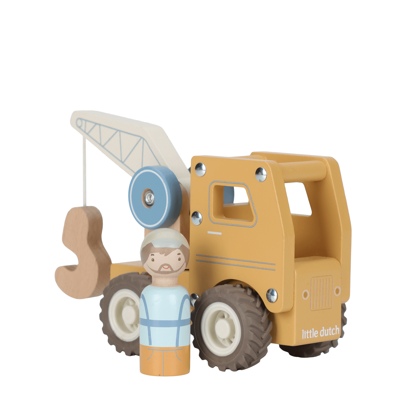 Wooden Crane Truck and Peg Doll