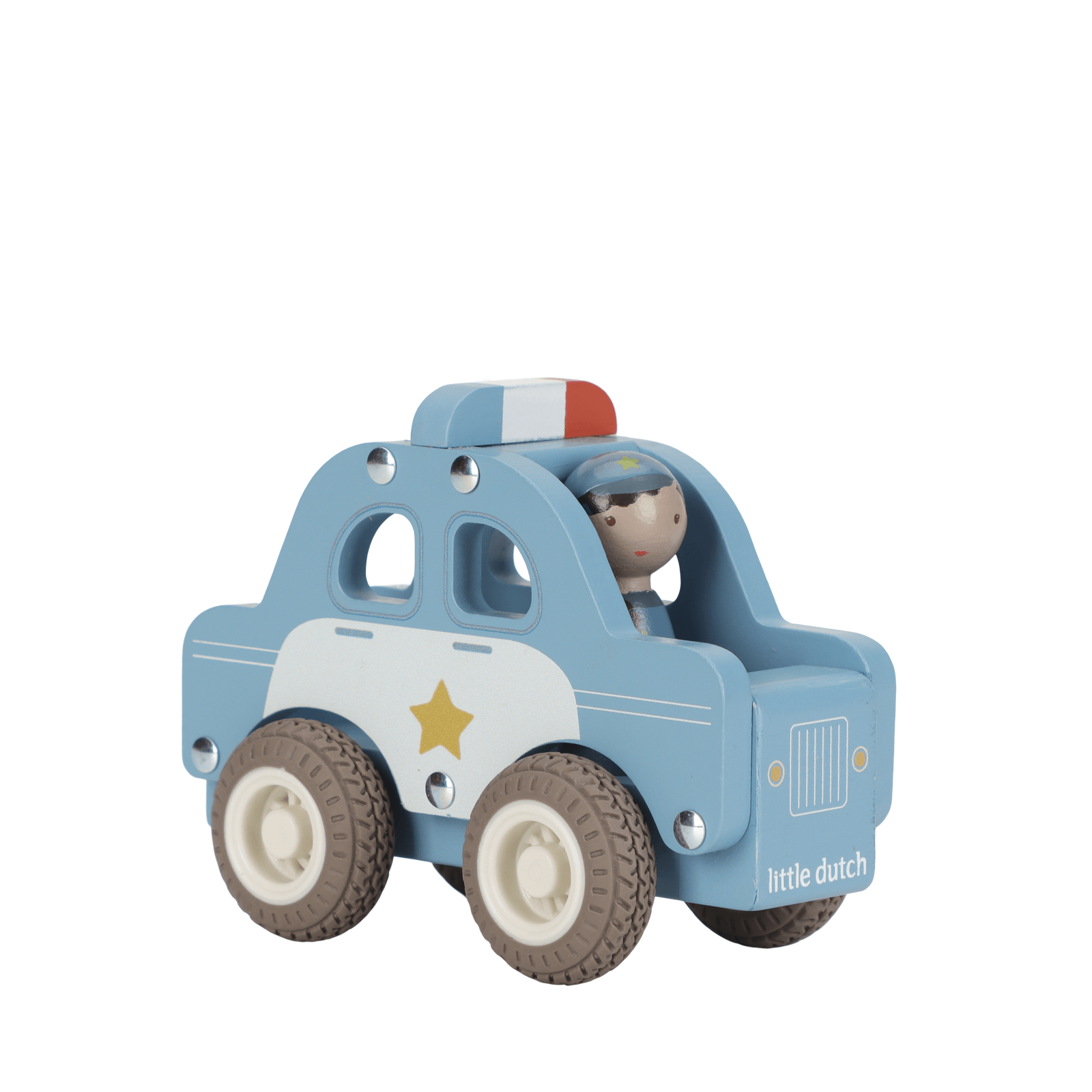 Wooden Police Car and Peg Doll