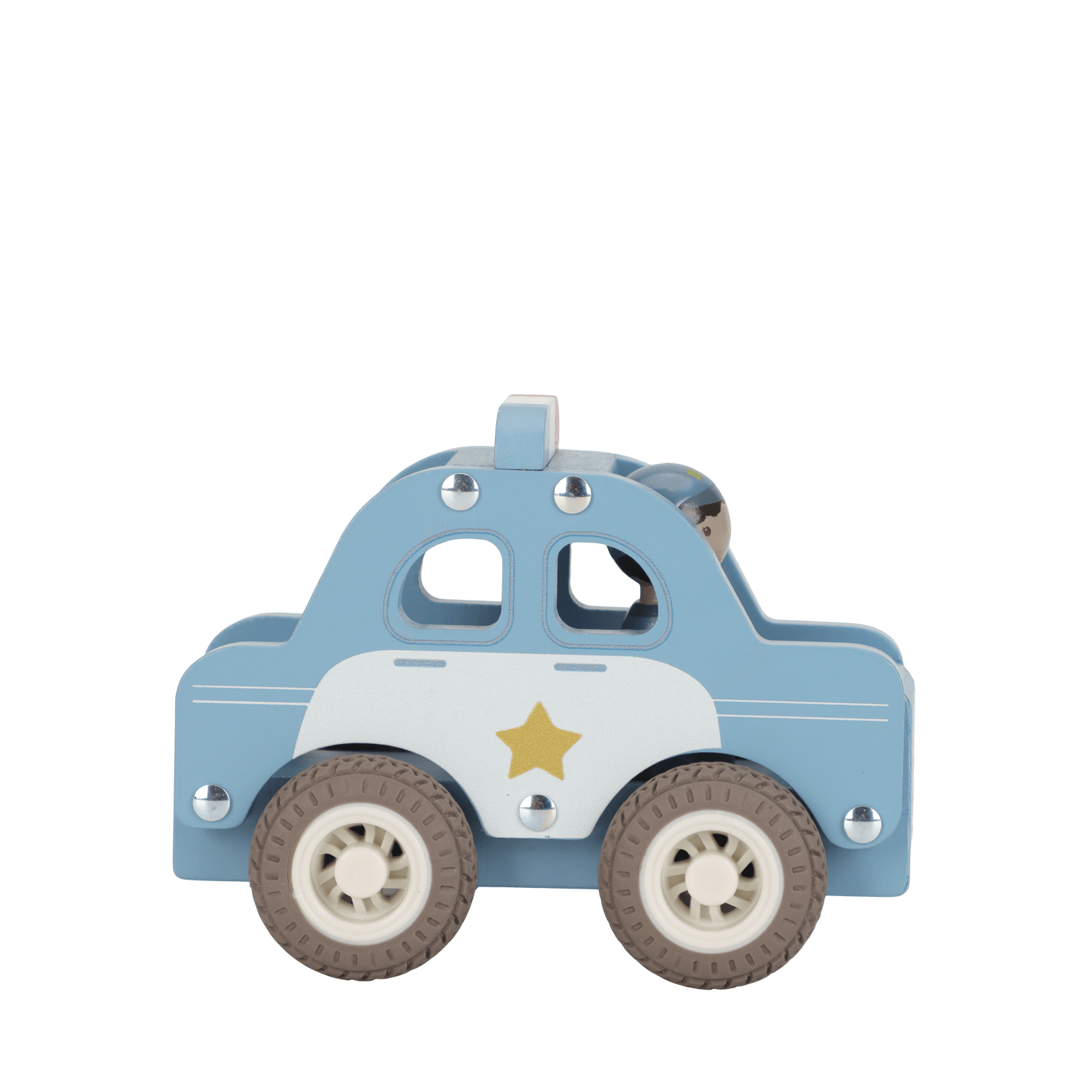 Wooden Police Car and Peg Doll