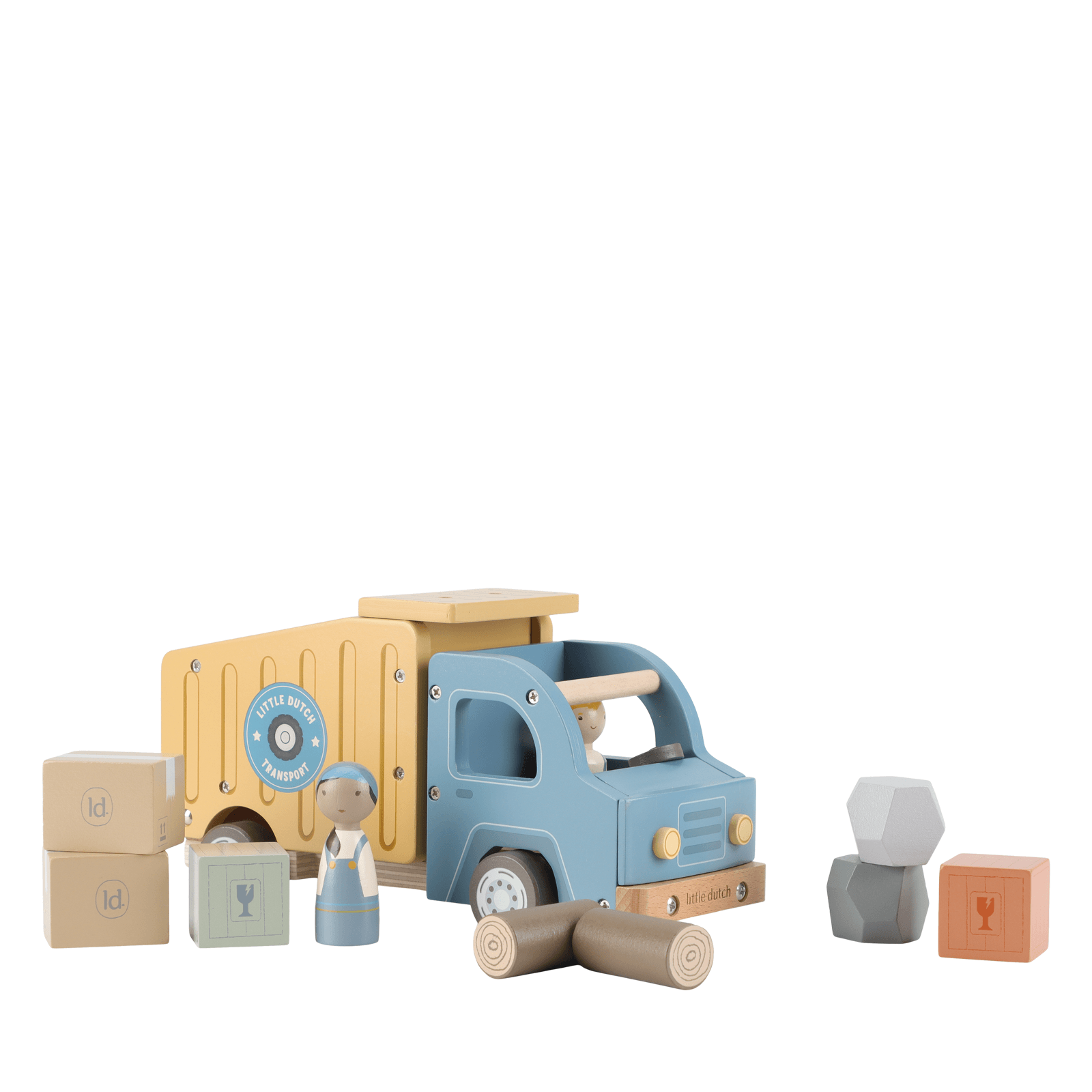 Wooden Large Garbage Truck and Peg Dolls