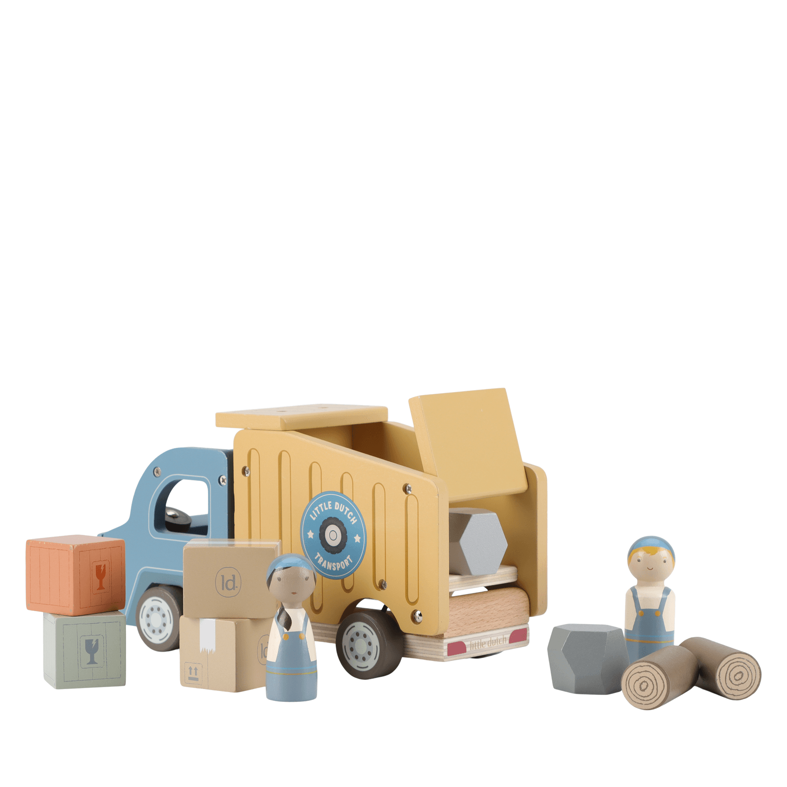 Wooden Large Garbage Truck and Peg Dolls