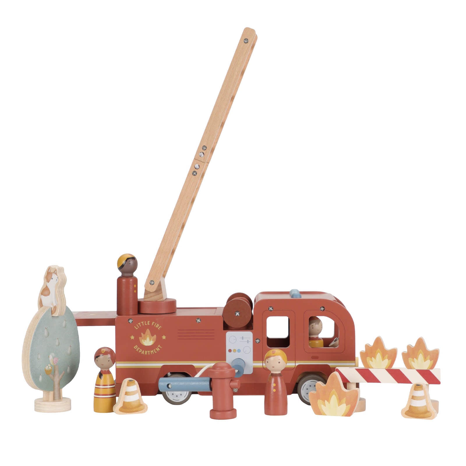 Wooden Large Fire Truck and Peg Dolls