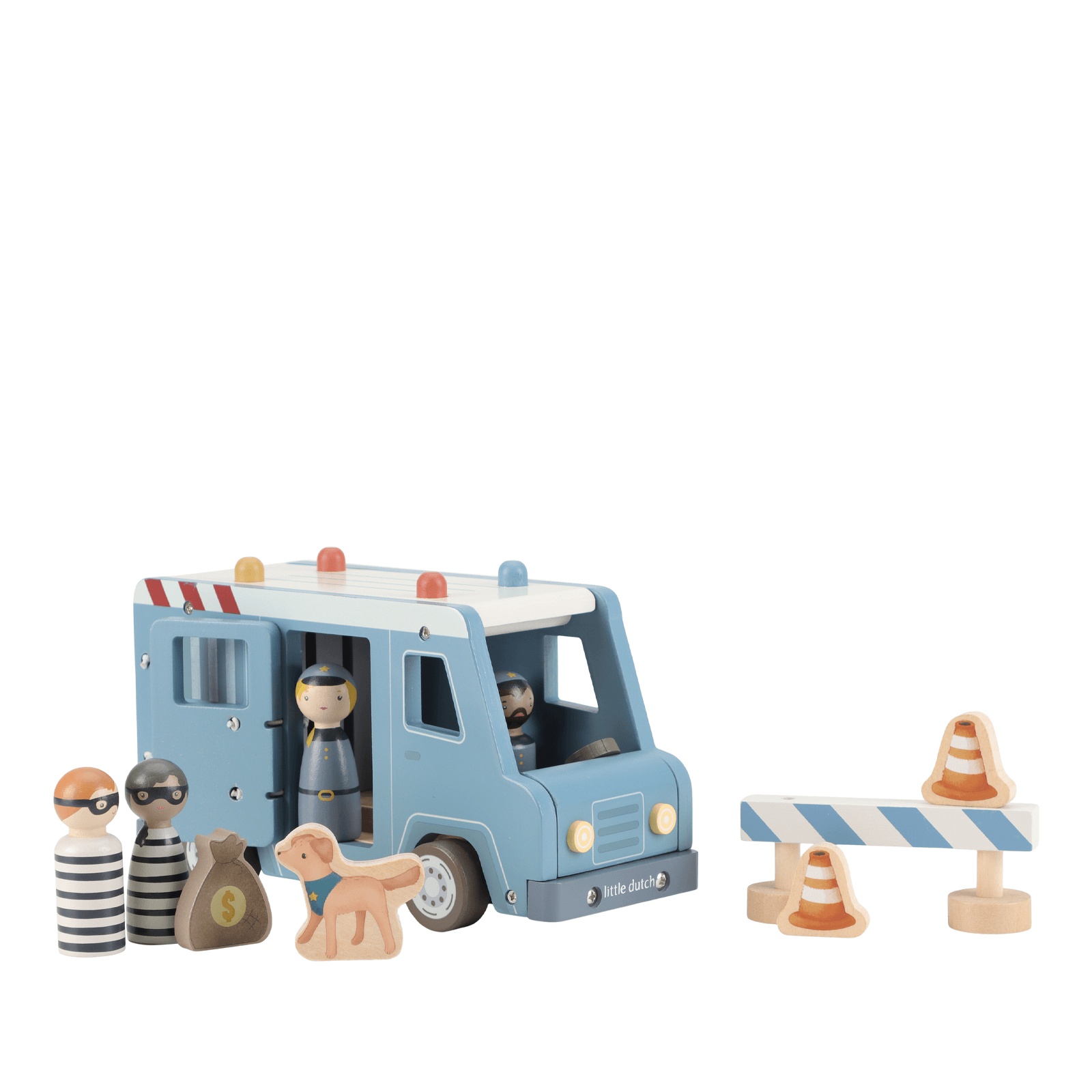 Wooden Large Police Van and Peg Dolls