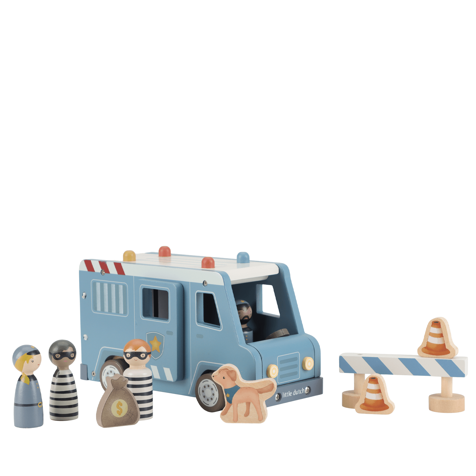 Wooden Large Police Van and Peg Dolls