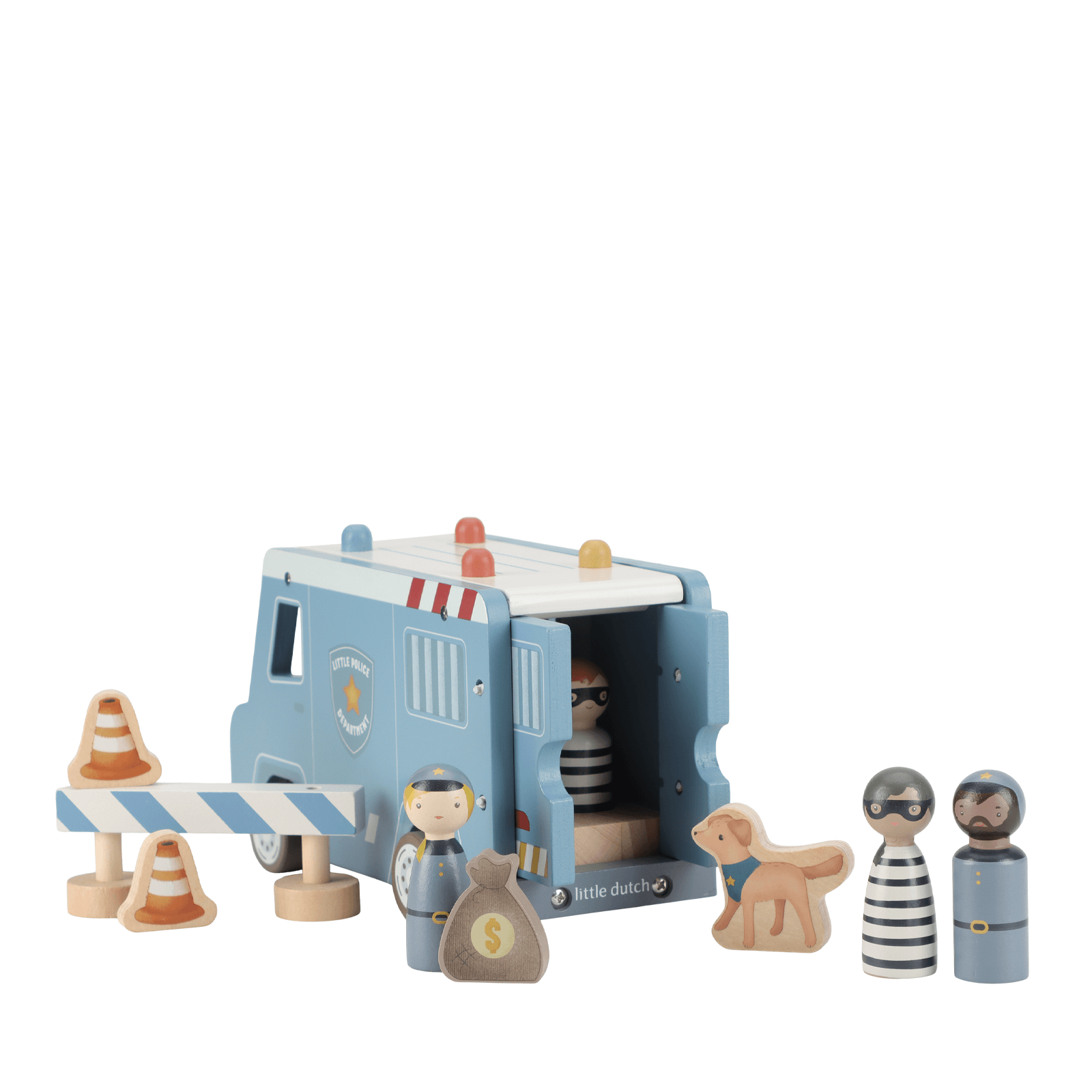 Wooden Large Police Van and Peg Dolls