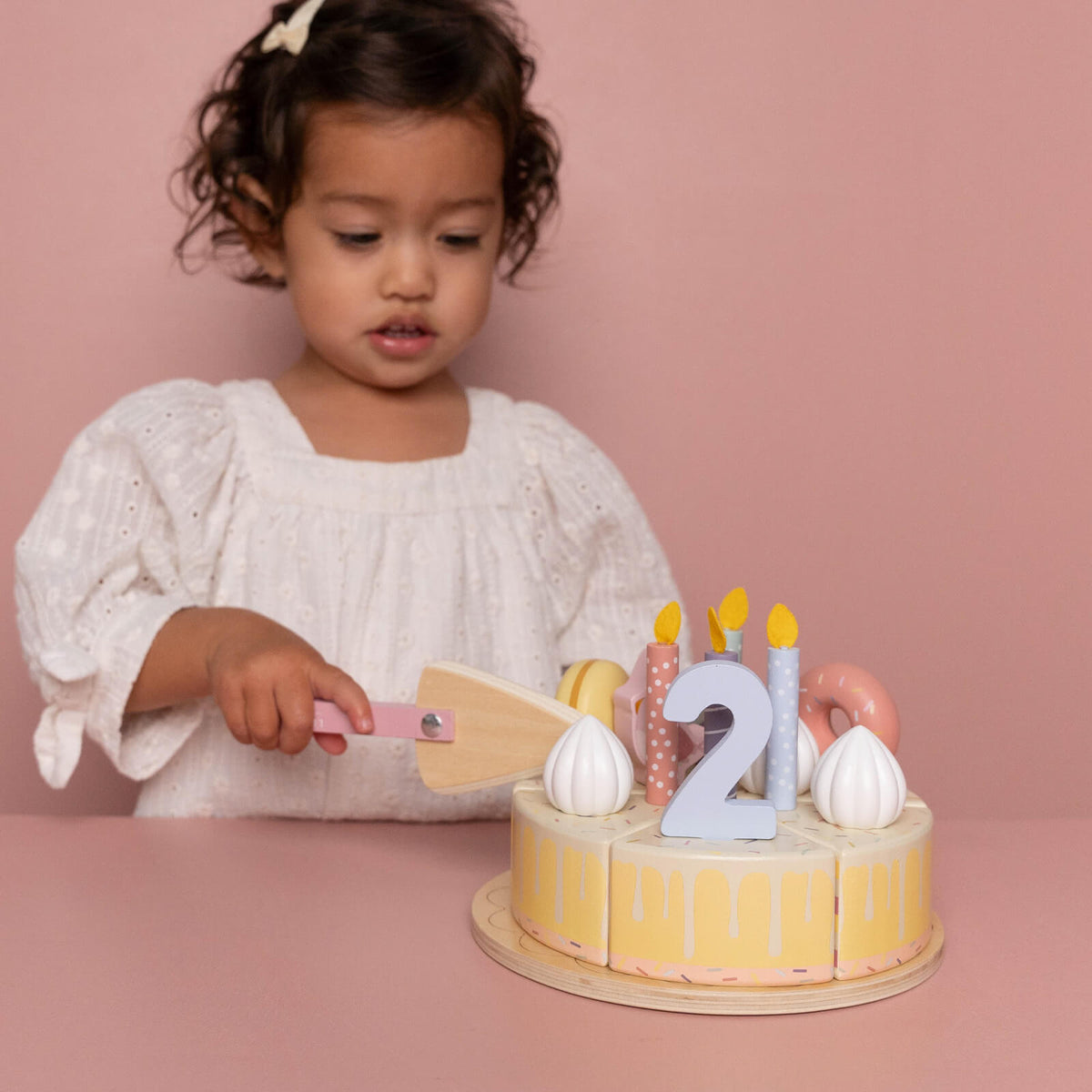 Wooden Birthday Cake - Pink