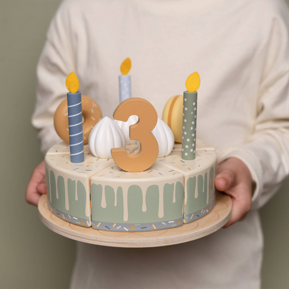 Wooden Birthday Cake - Blue
