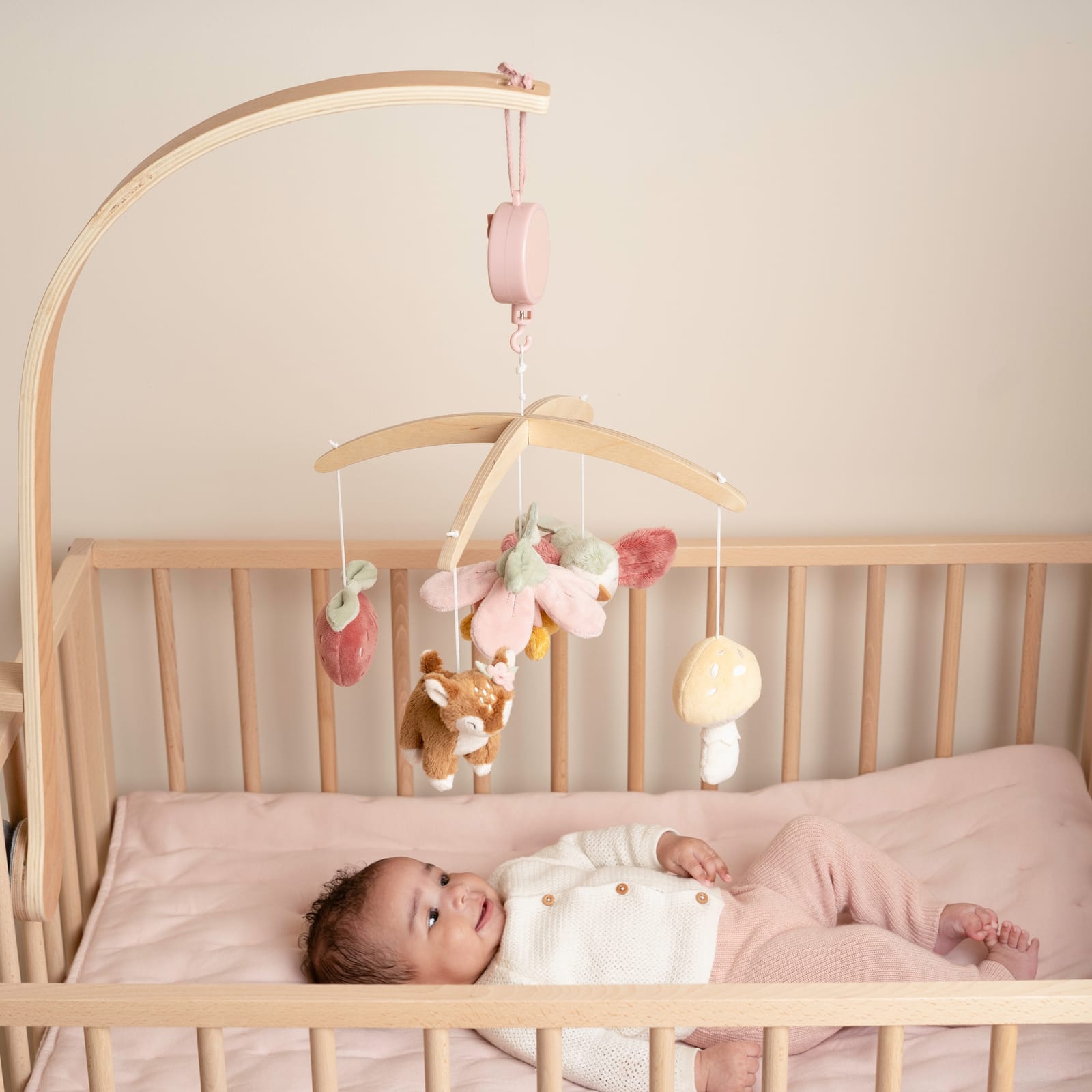 Wooden Music Cot Mobile - Fairy Garden