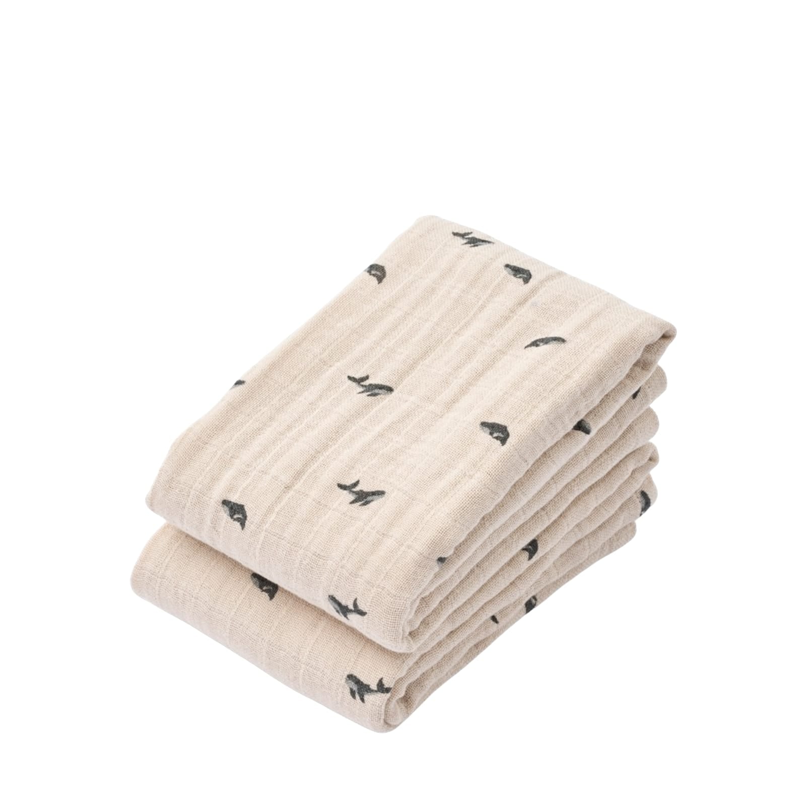 Lewis Muslin Cloth 2-Pack - Mini Whale Sandy