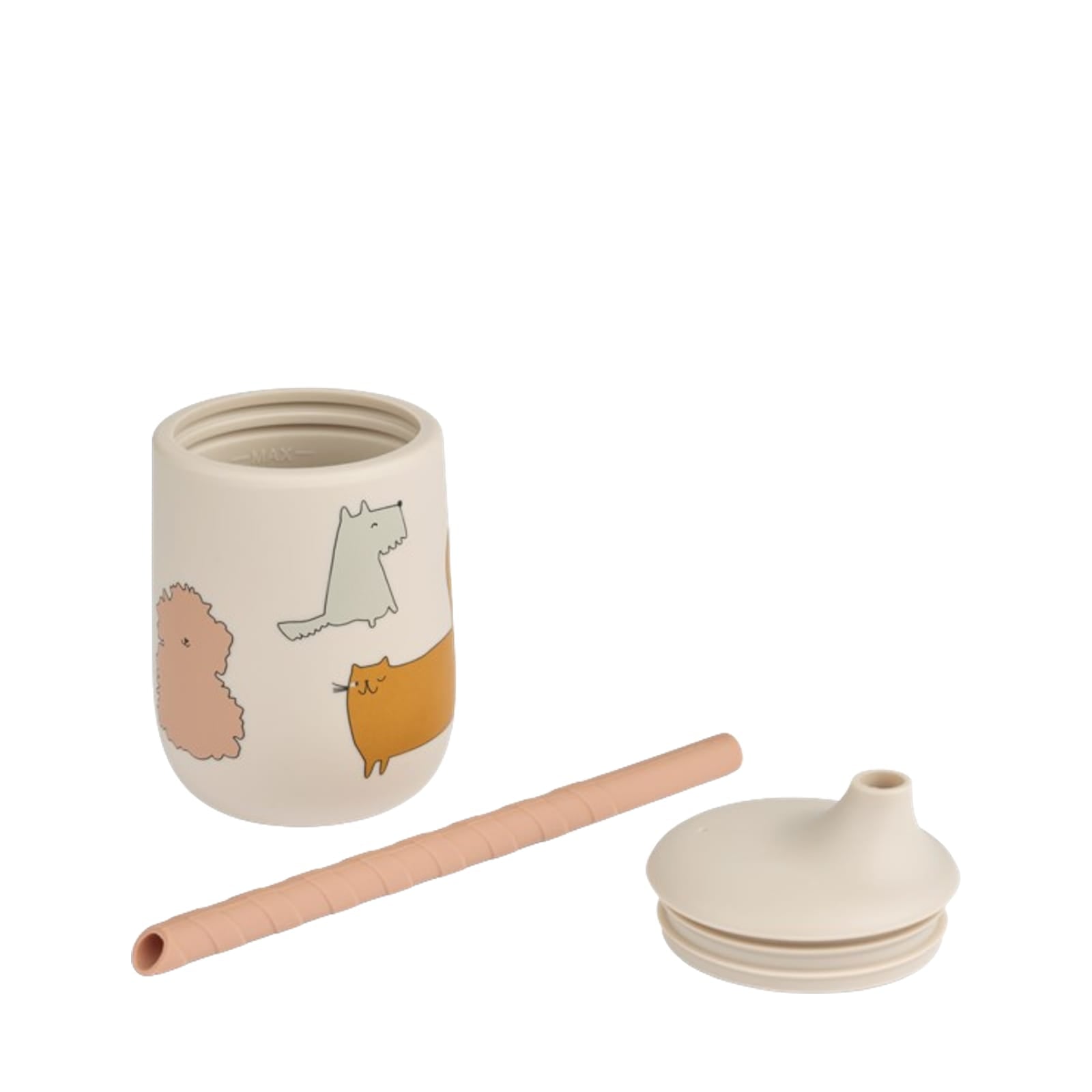 Ellis Printed Sippy Cup 230ml - Cats and Dogs Sandy