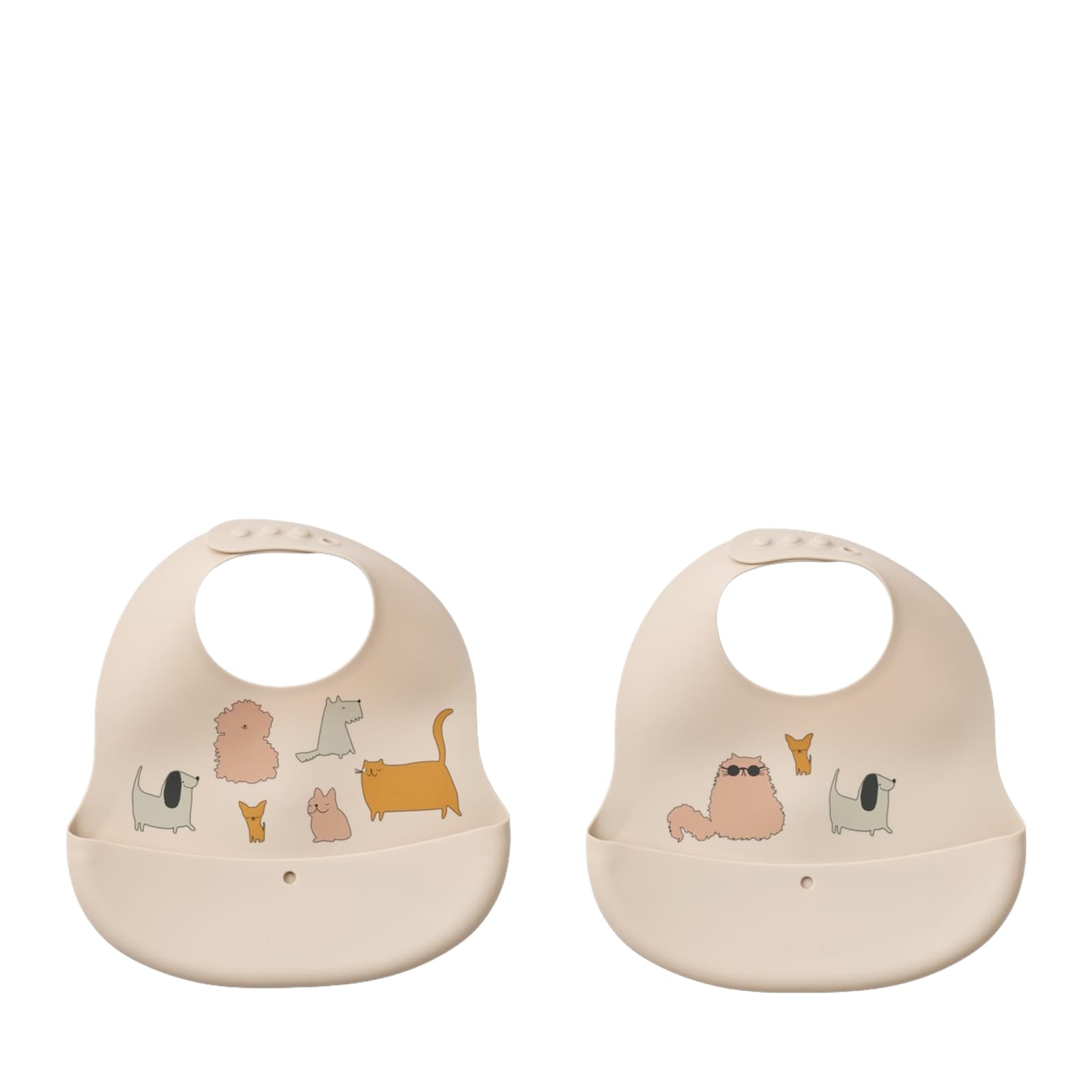 Ember Printed Bib 2-pack - Cats and Dogs Sandy