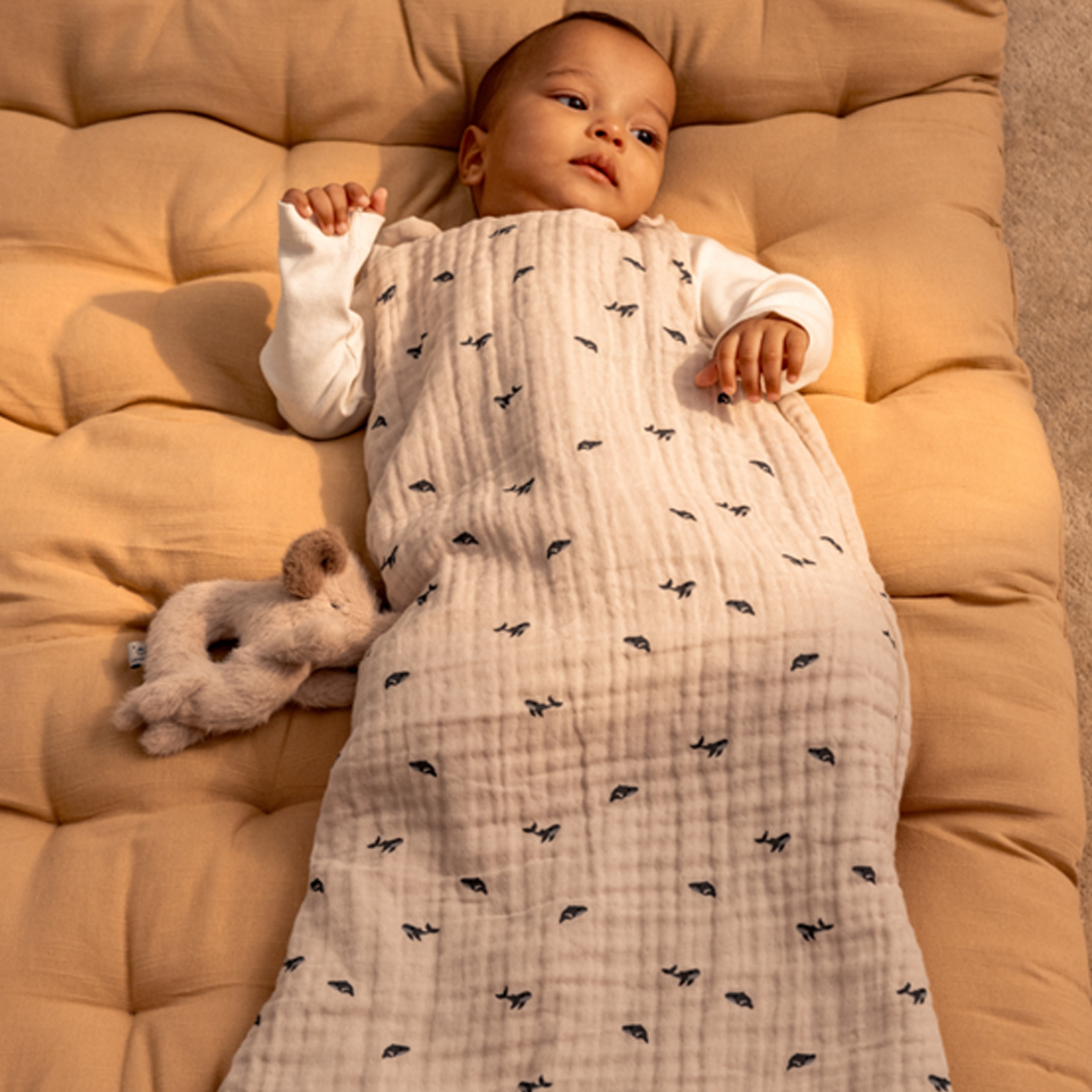 Flora Printed Sleeping Bag 80/86 - Mini Whale Sandy