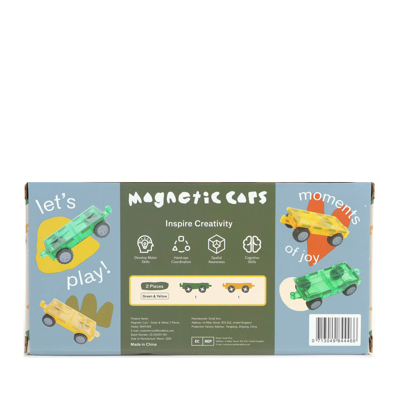 Magnetic Cars - Green & Yellow 2 Pieces
