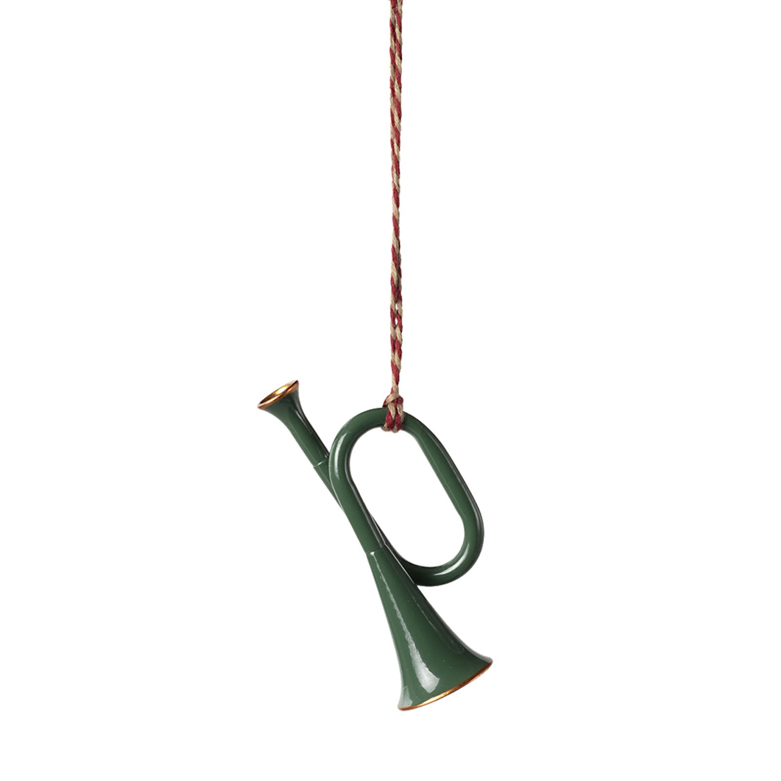 Metal Tree Ornament - Trumpet Dark Green