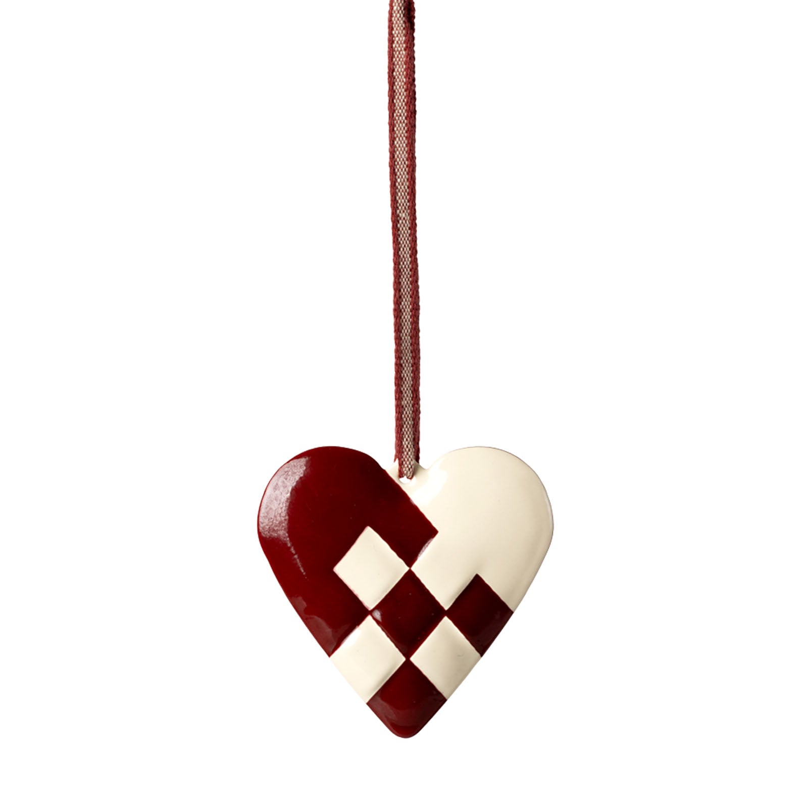 Metal Tree Ornament - Large Heart Red