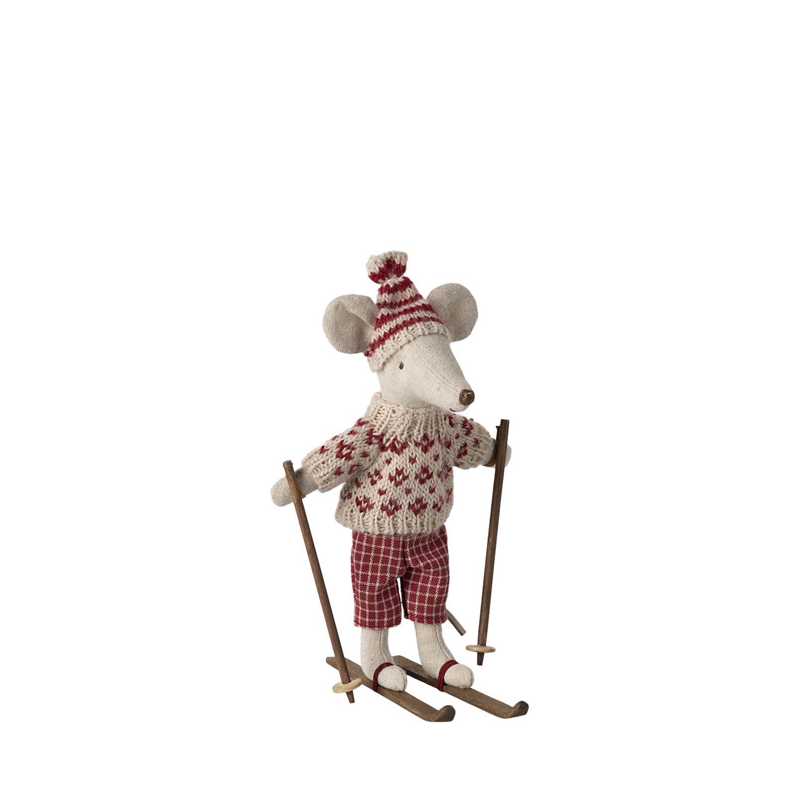 Winter Mouse With Ski Set - Mum - Red