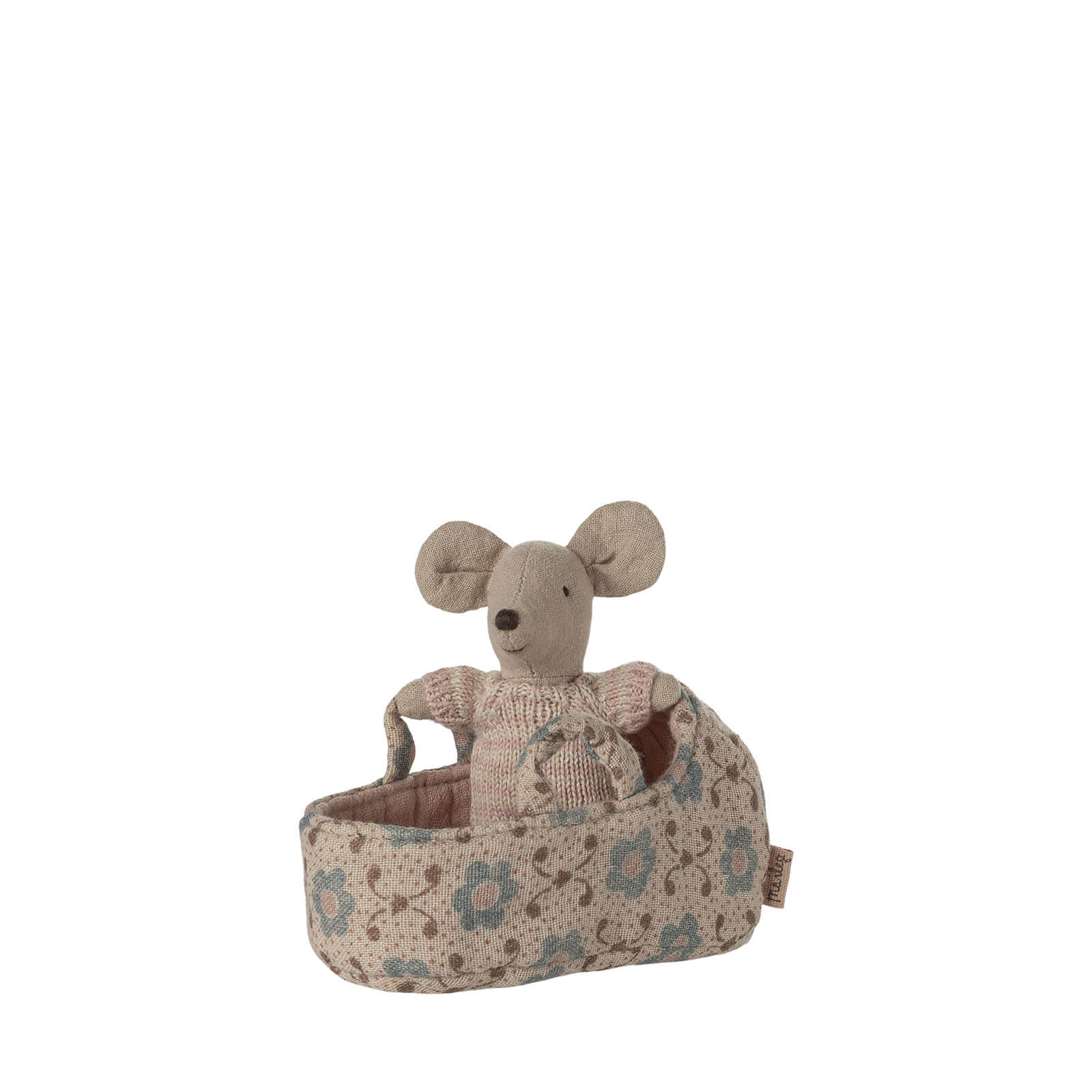 Baby Mouse In Carry Cot - Rose