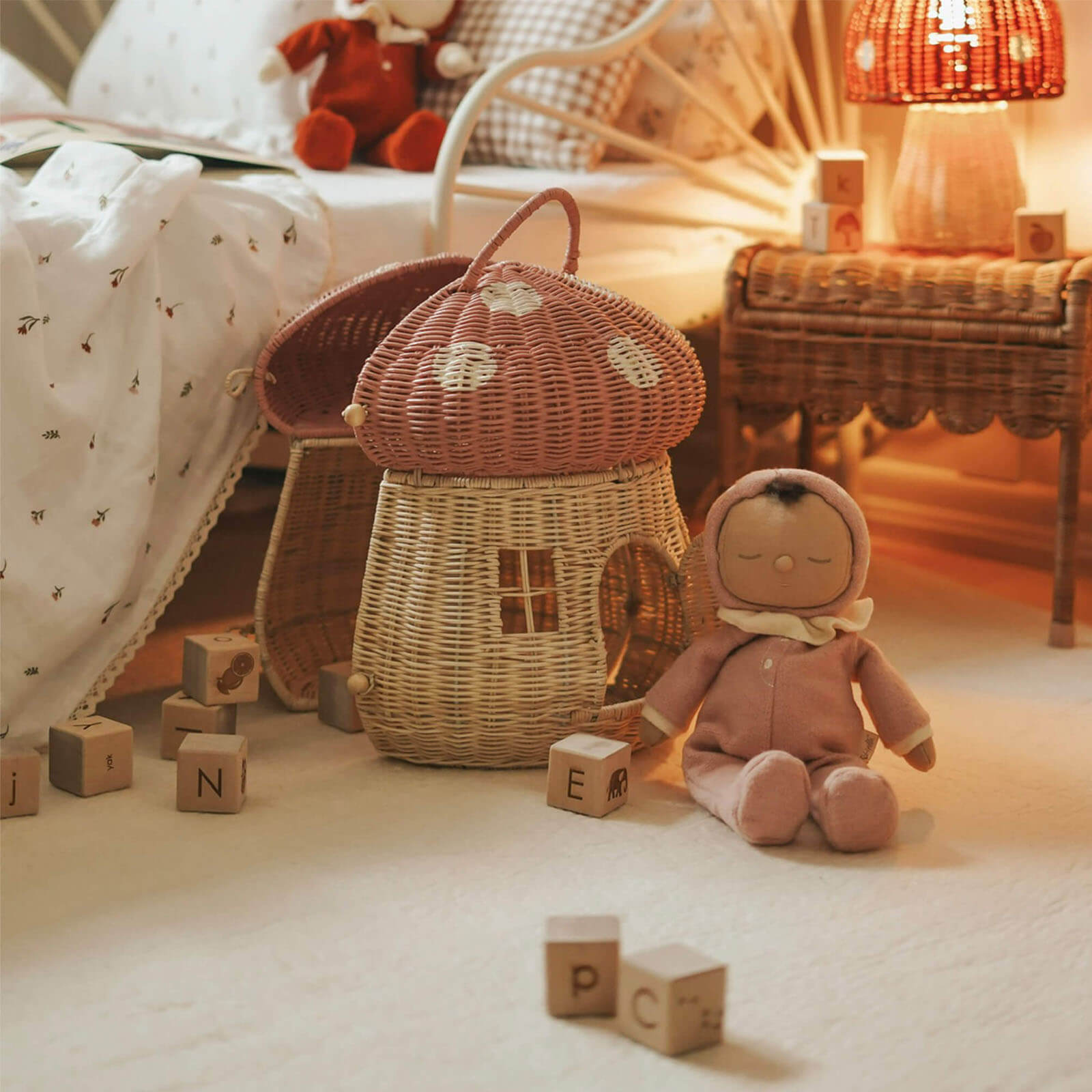 Rattan Mushroom Doll House - Musk