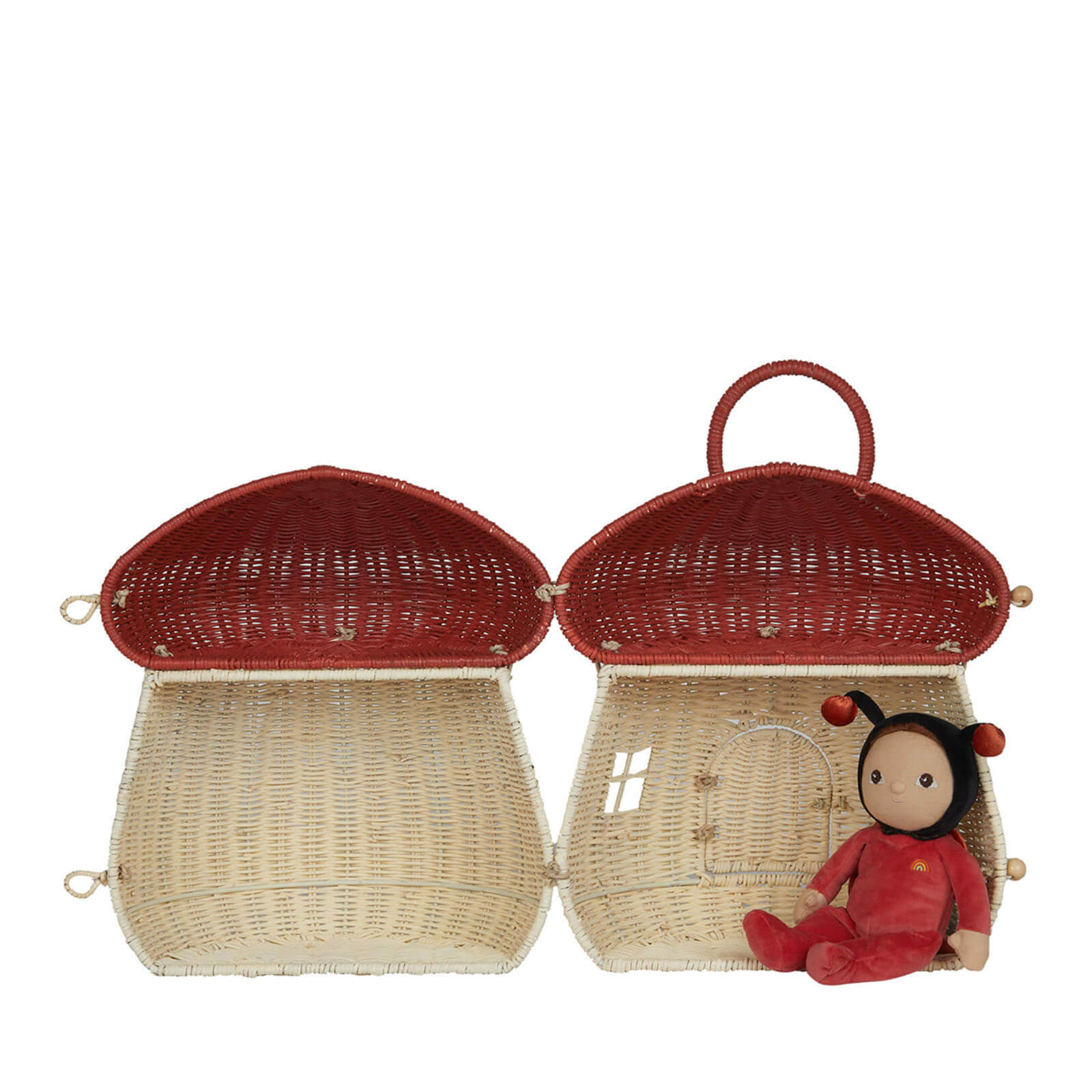 Rattan Mushroom Doll House - Red