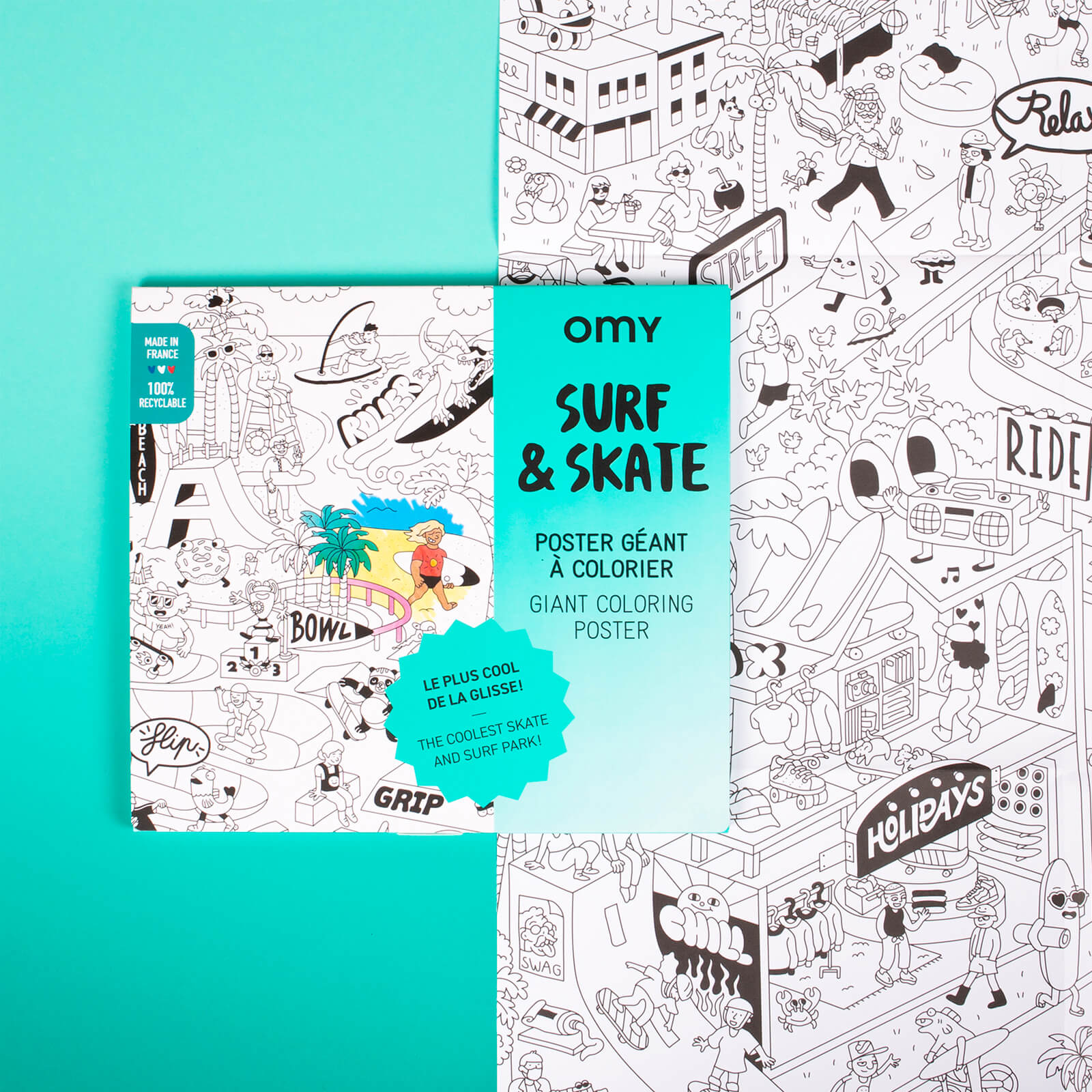 Colouring Poster - Surf & Skate