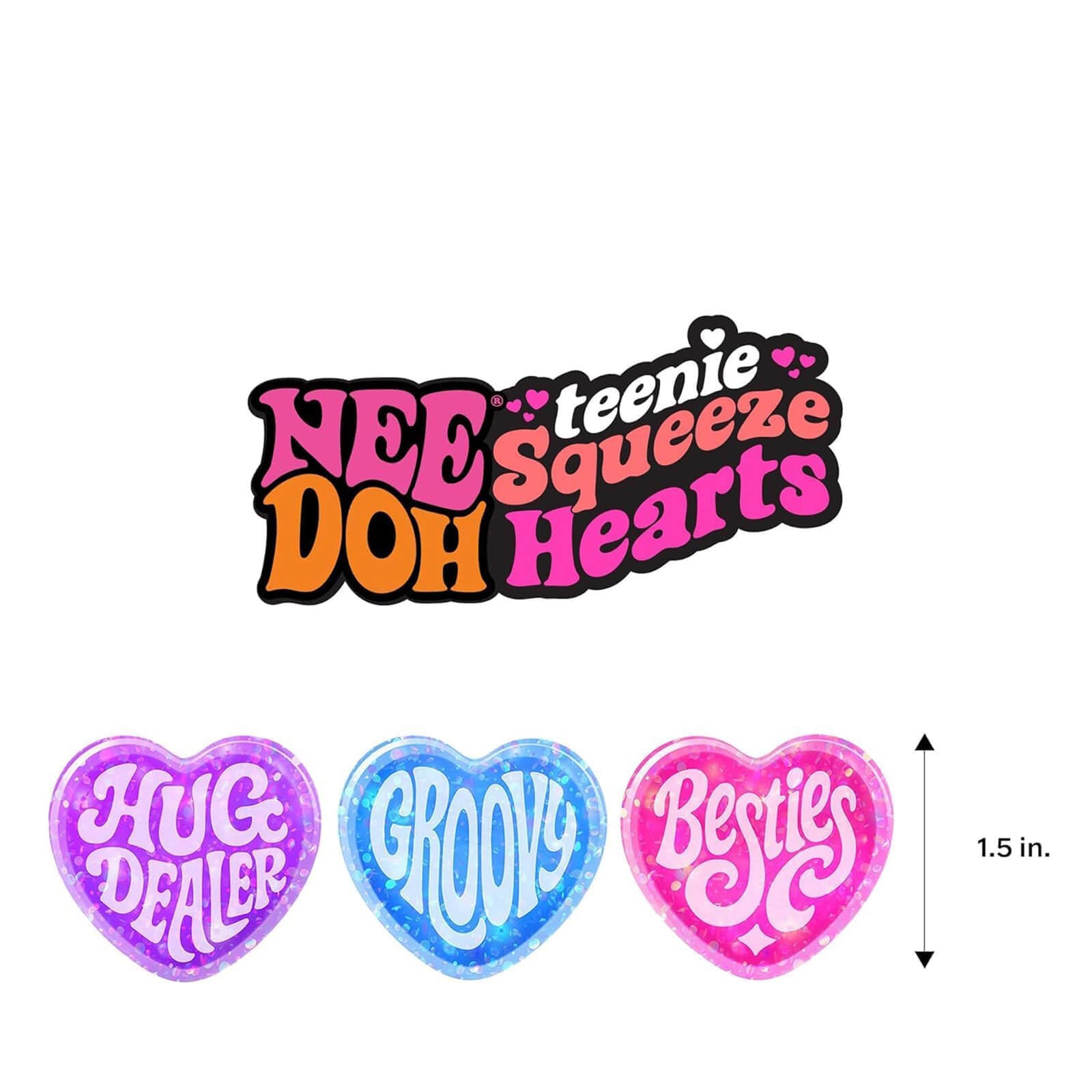 Squishy Fidget Toy - Teenie Sparkle Hearts - Set of 3
