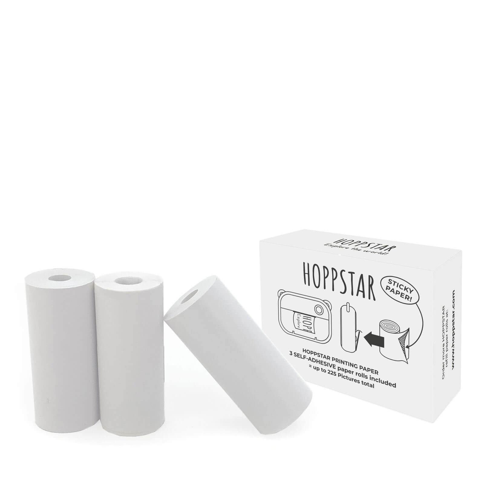 3 Self Adhesive Paper Rolls Refills - White