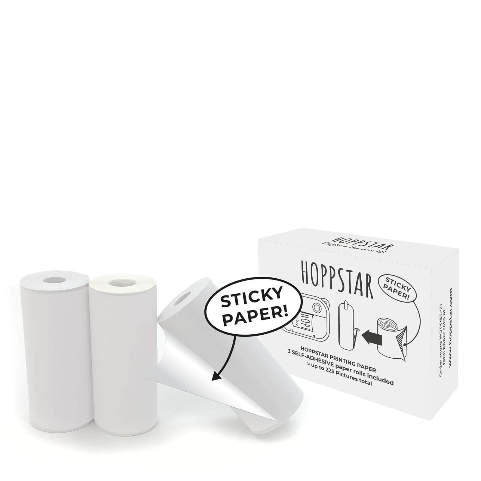 3 Self Adhesive Paper Rolls Refills - White
