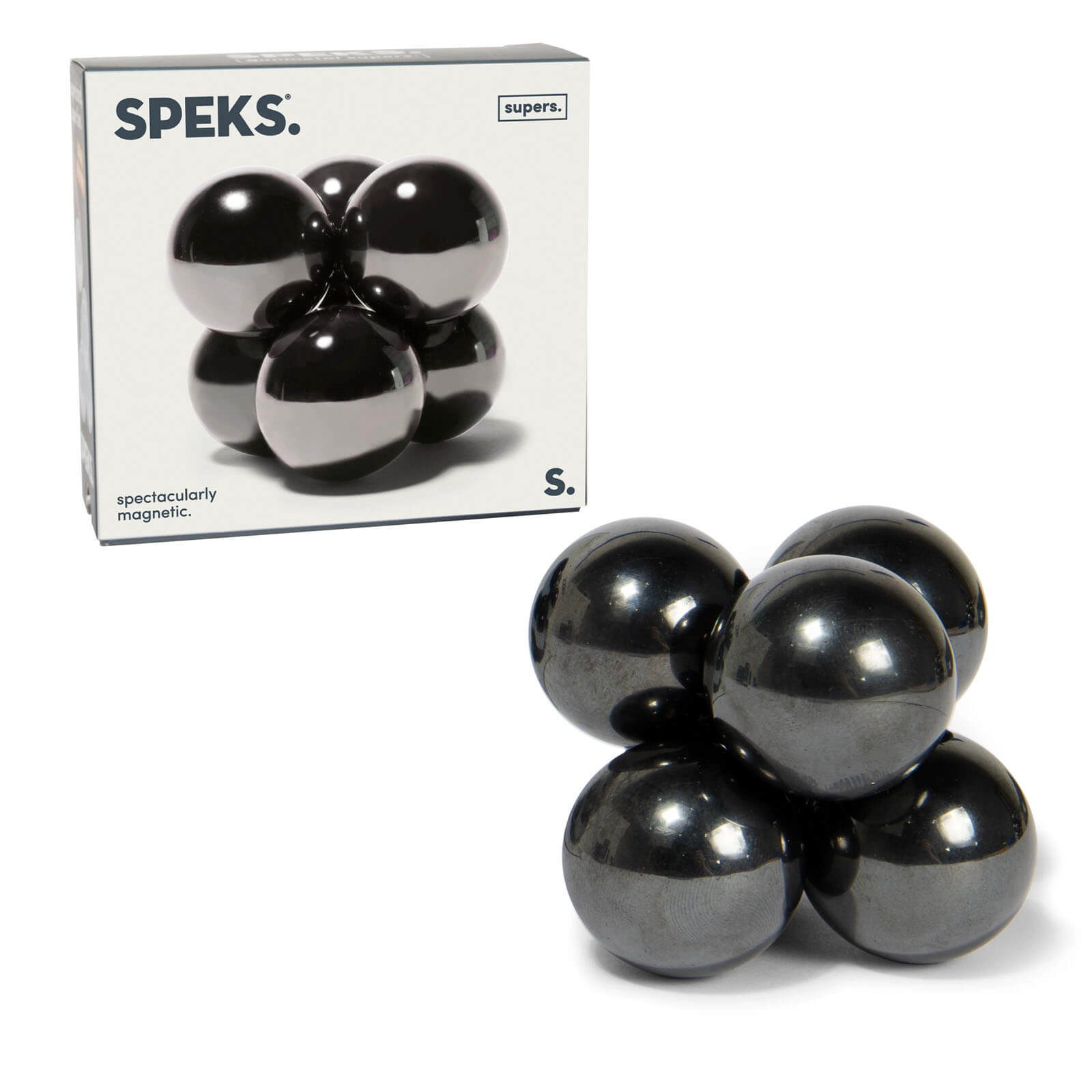 Supers - 6 Giant Magnet Balls - Gunmetal Black