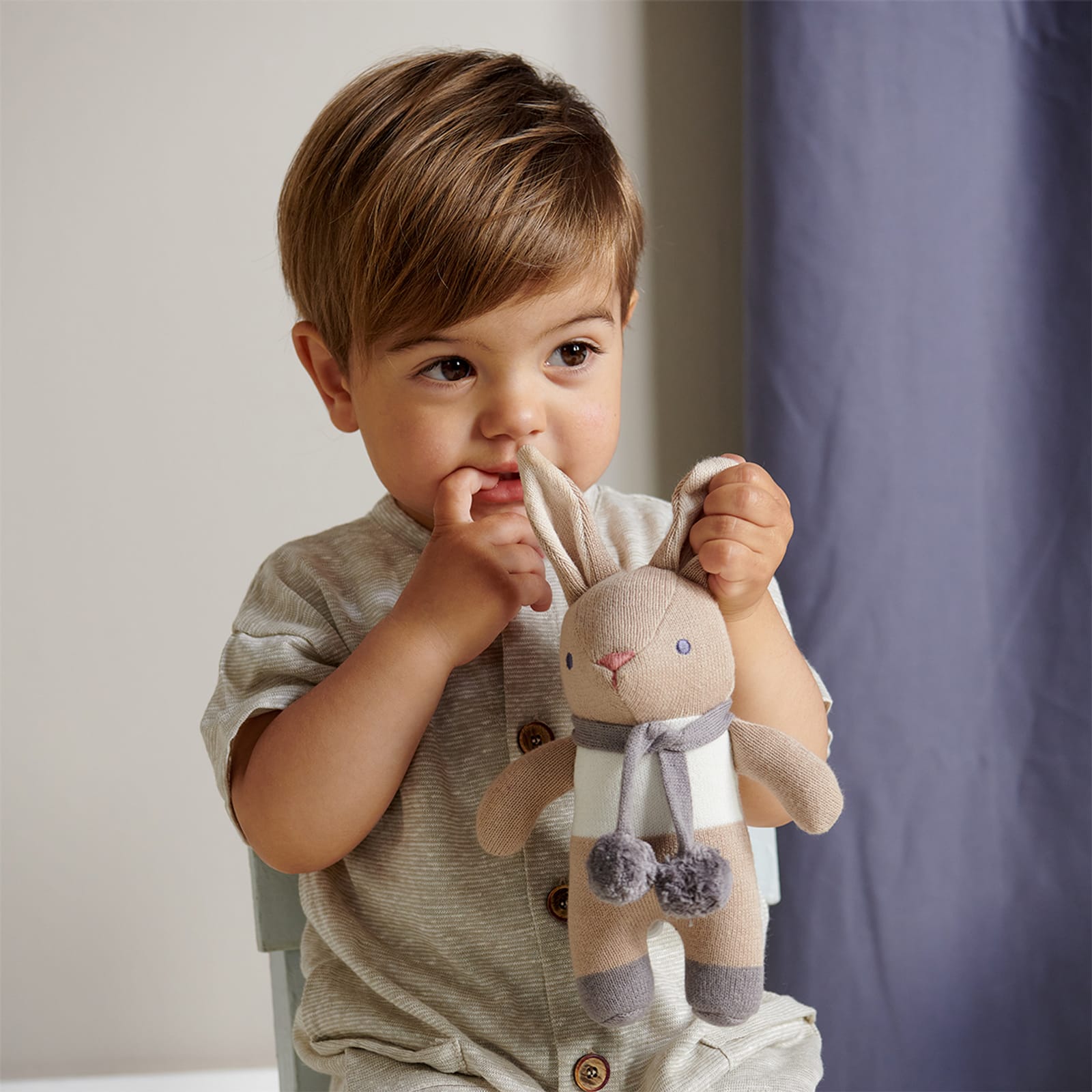 Baby Taupe Bunny Rattle