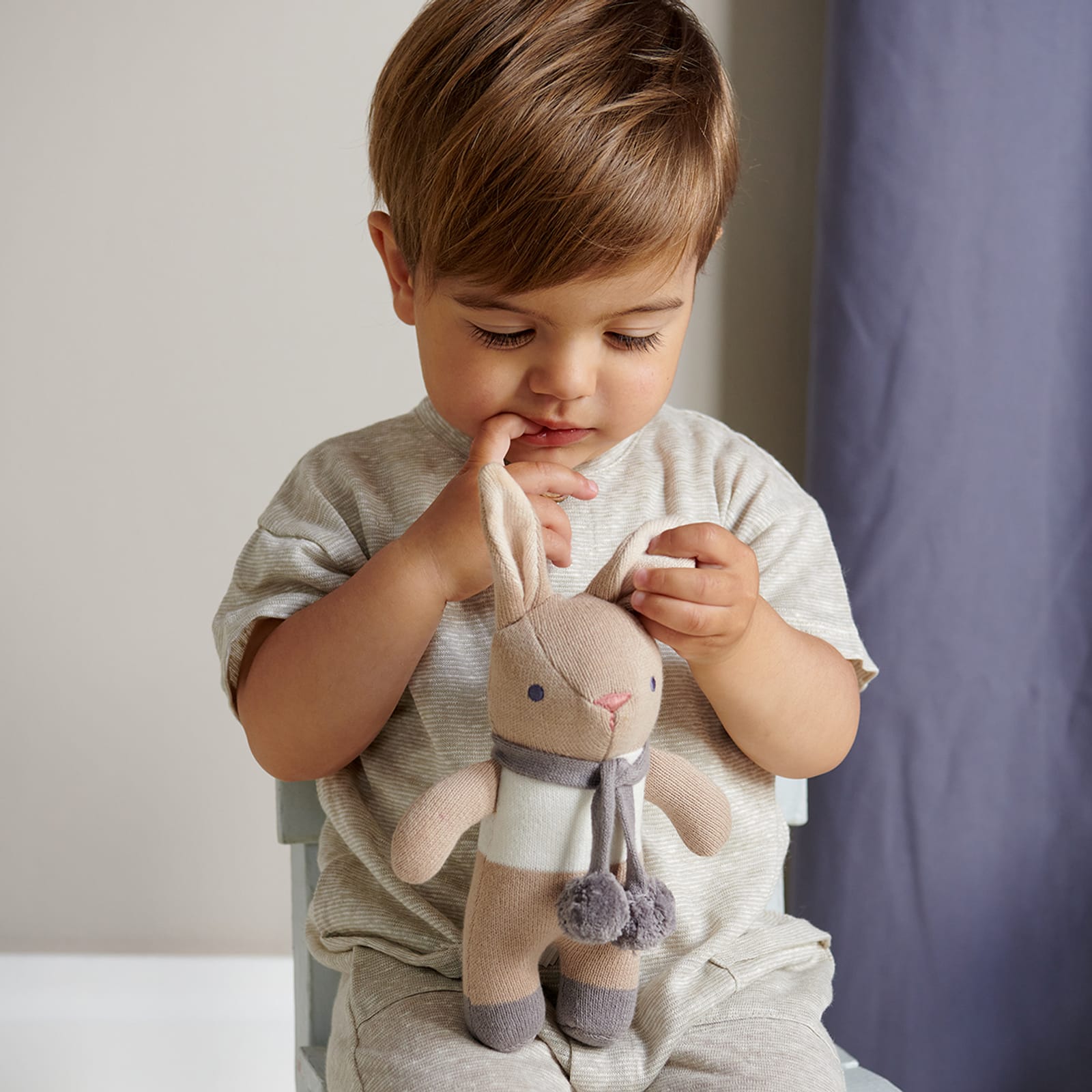 Baby Taupe Bunny Rattle