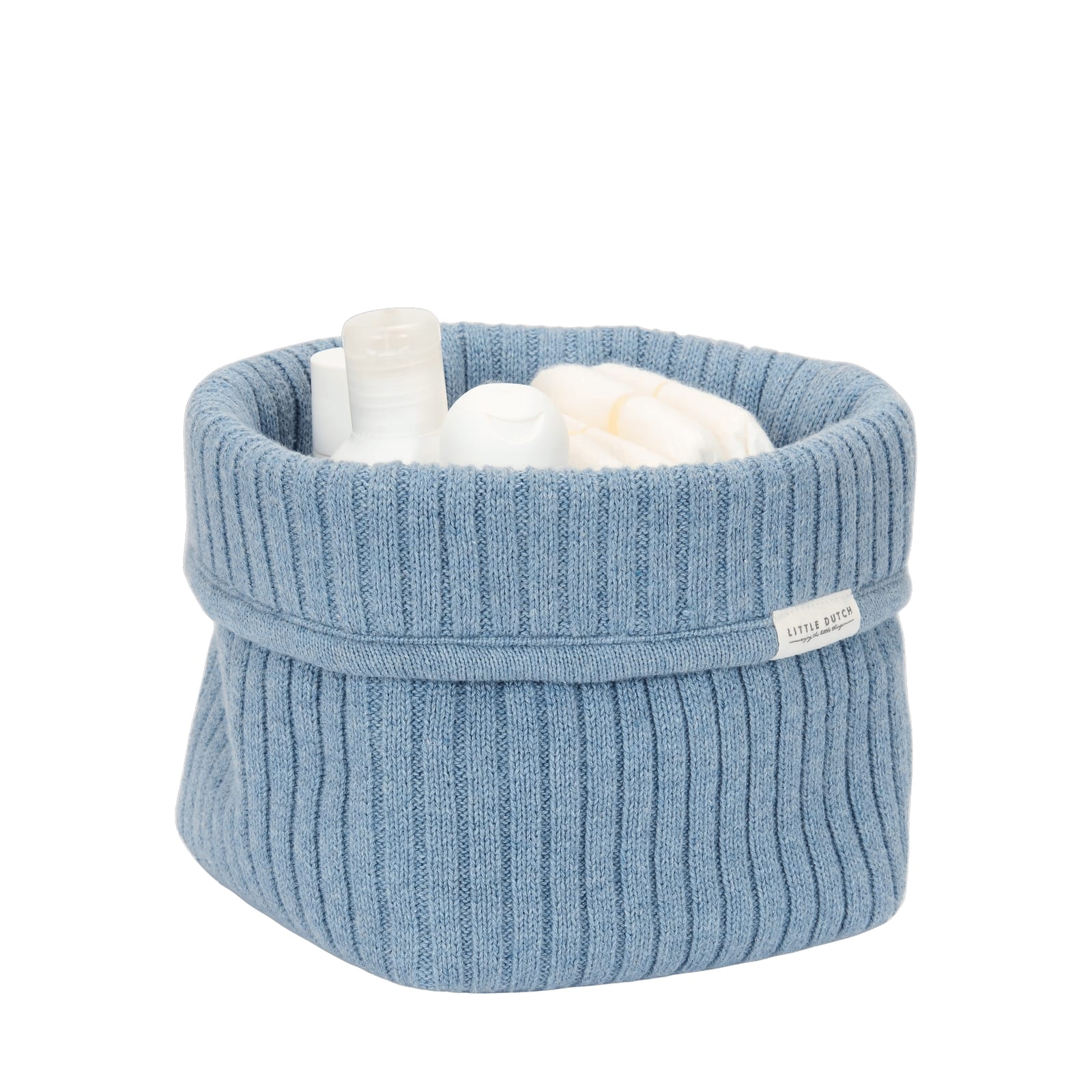 Knitted Storage Basket Small - Pure Denim Blue