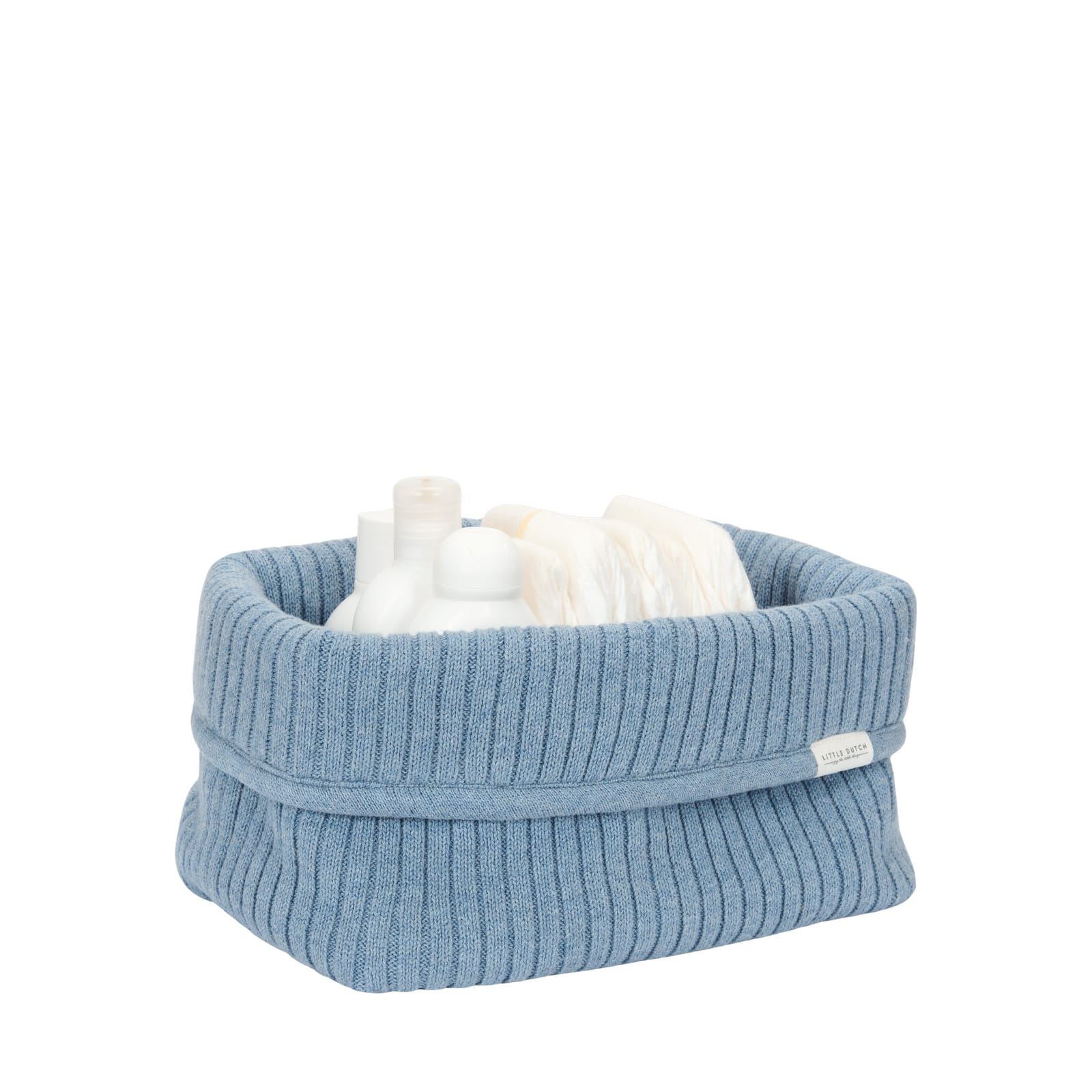 Knitted Storage Basket Large - Pure Denim Blue