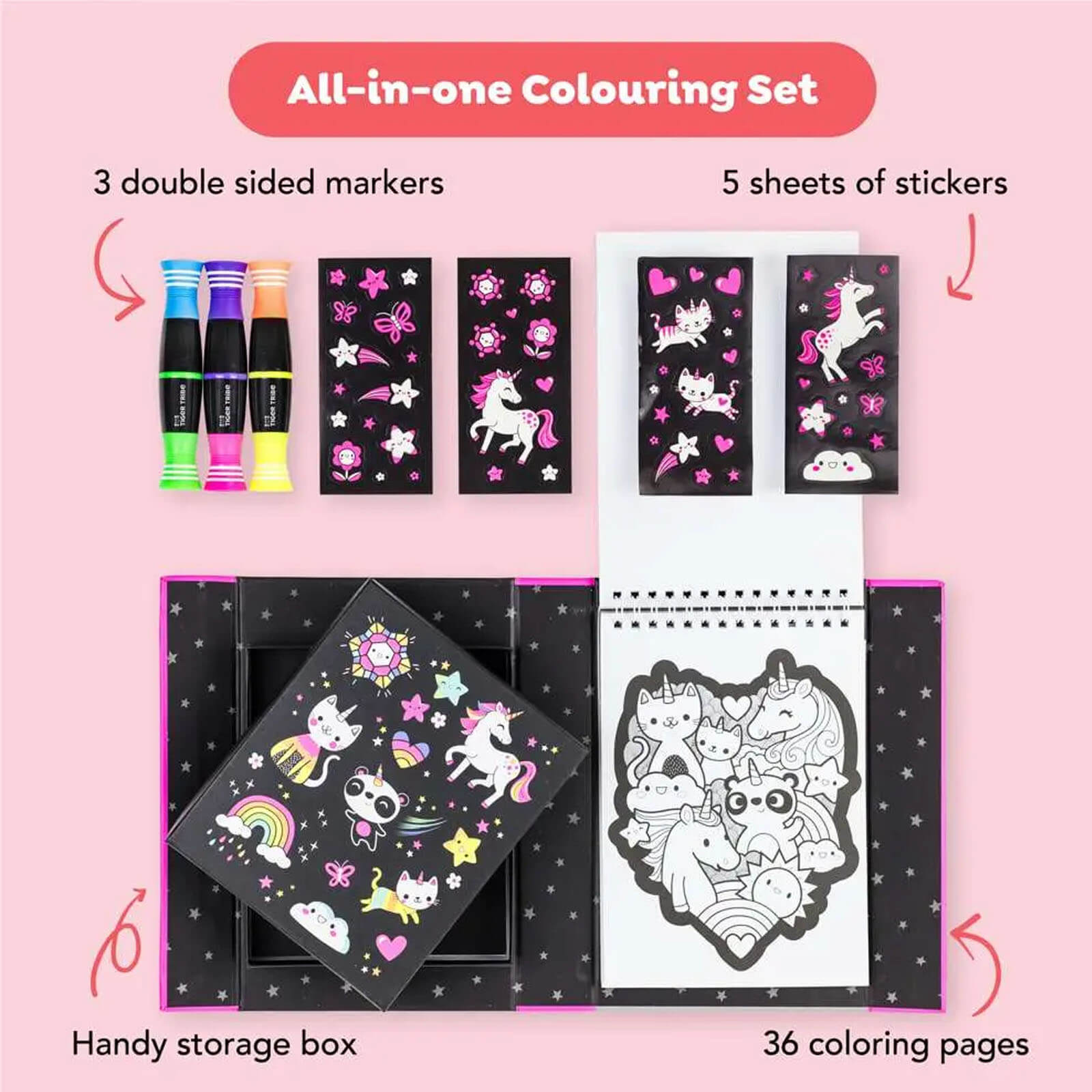 Neon Colouring Set - Unicorns and Friends