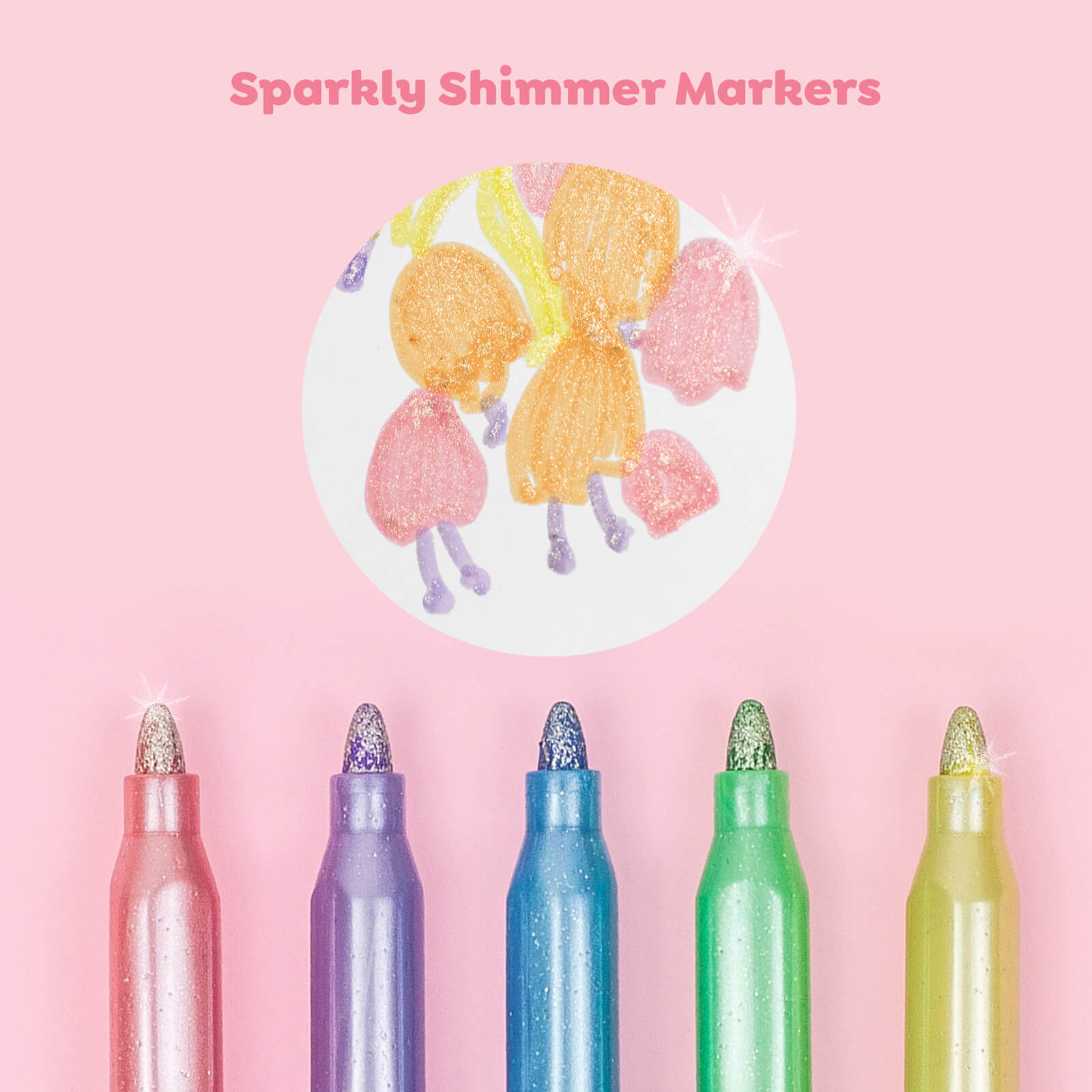 6 Shimmer Glitter Markers