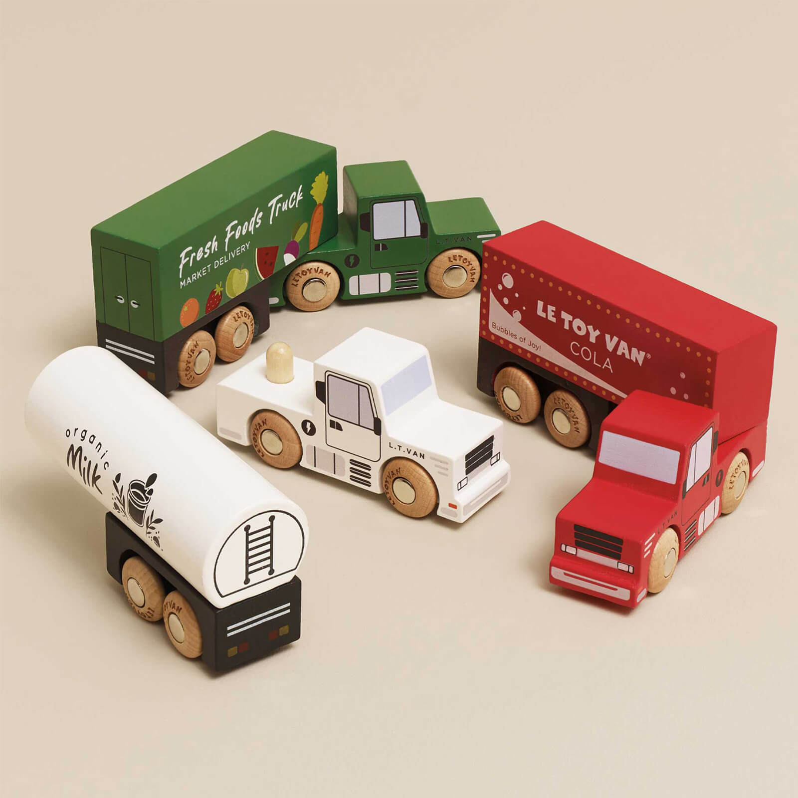 Wooden Trailer Trucks - Set of 3
