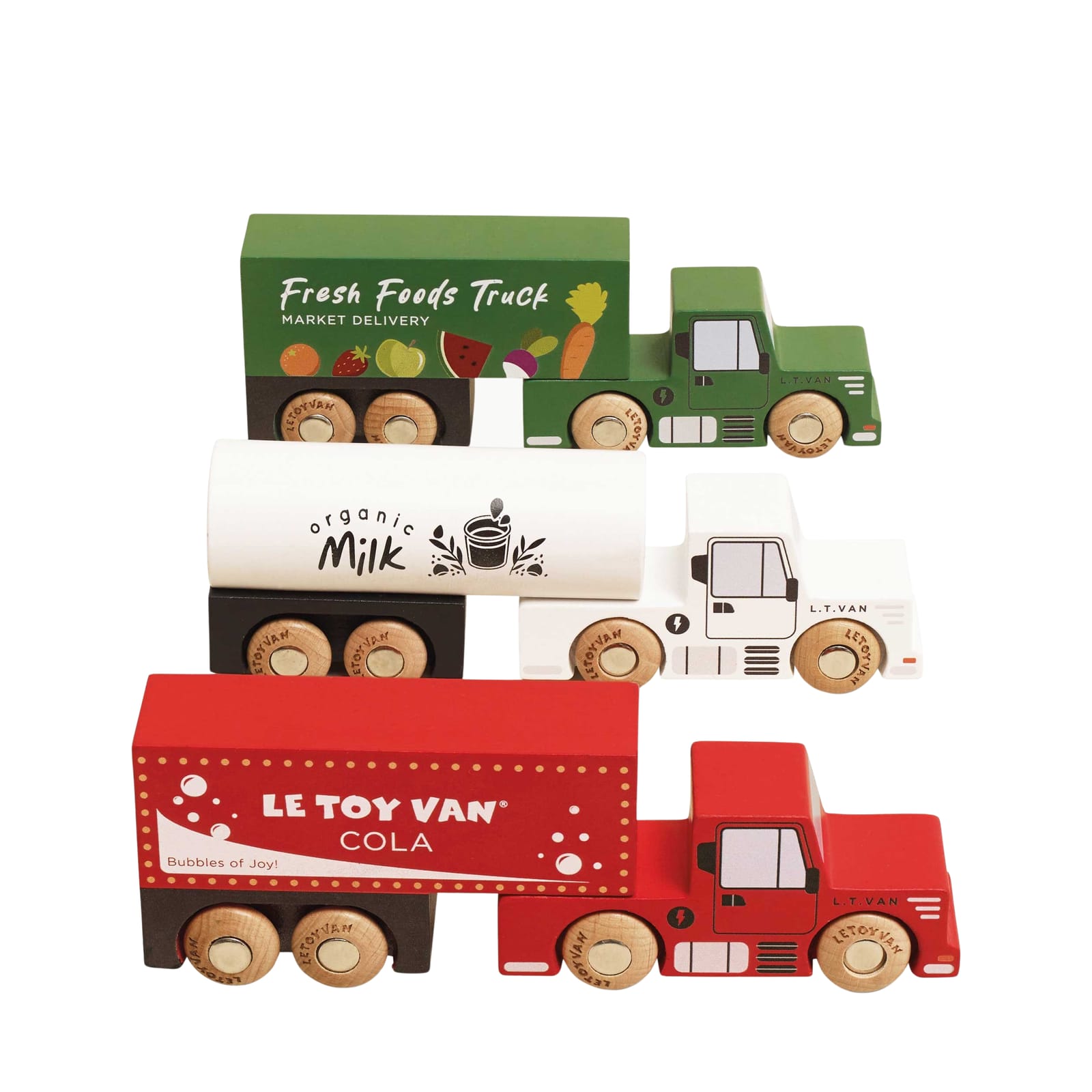 Wooden Trailer Trucks - Set of 3