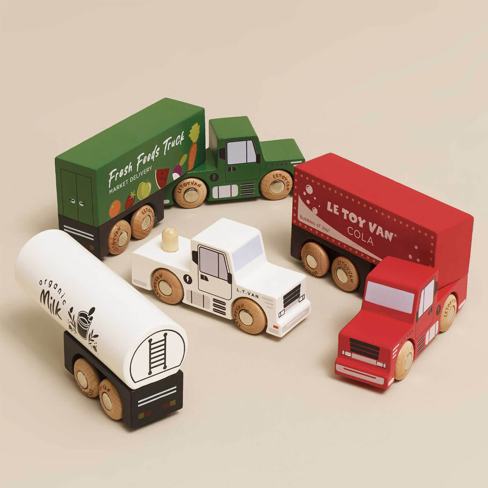 Wooden Trailer Trucks - Set of 3